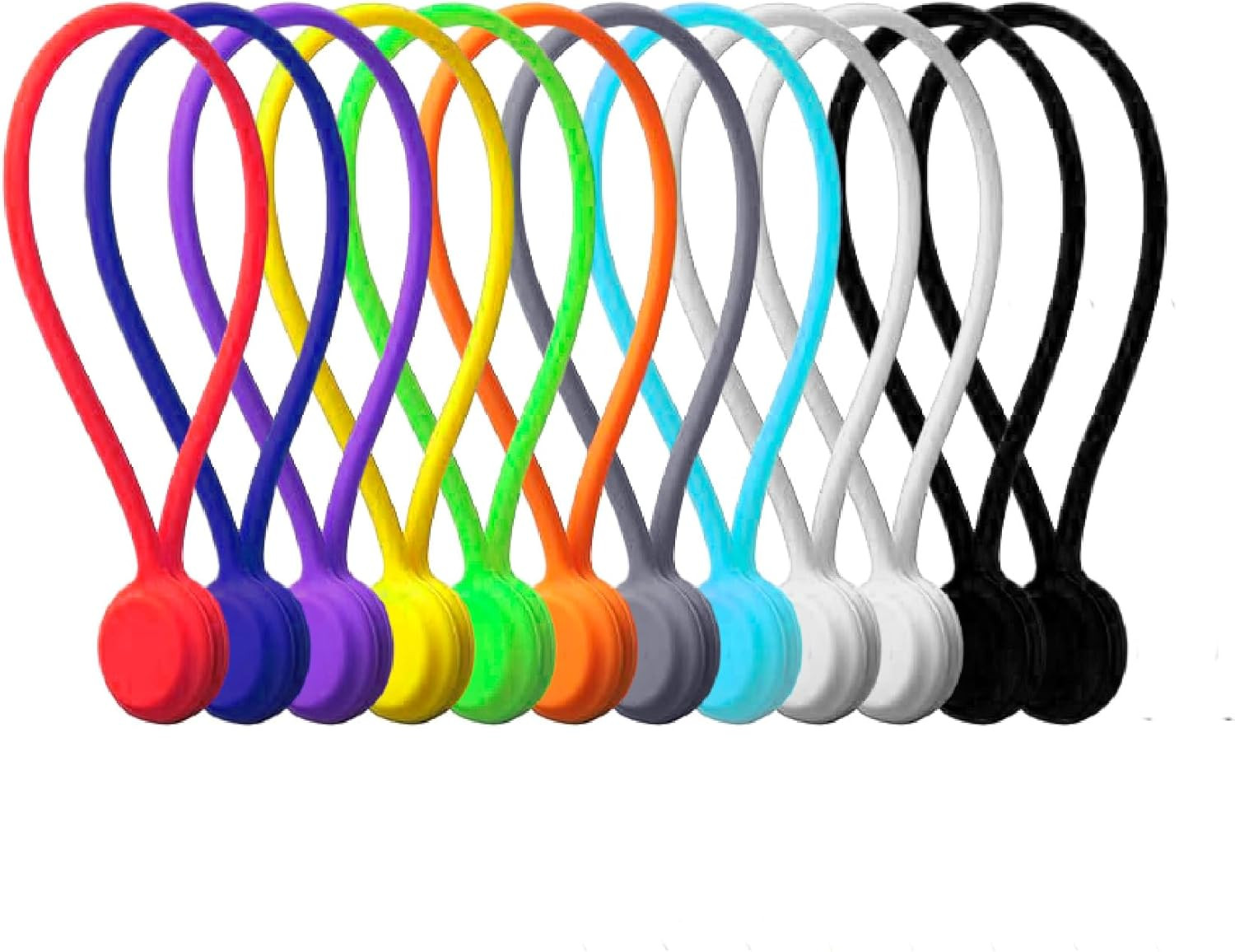 Magnetic Cable Management Organizer | 12 Pack Reusable Cable Ties & Cord Holder