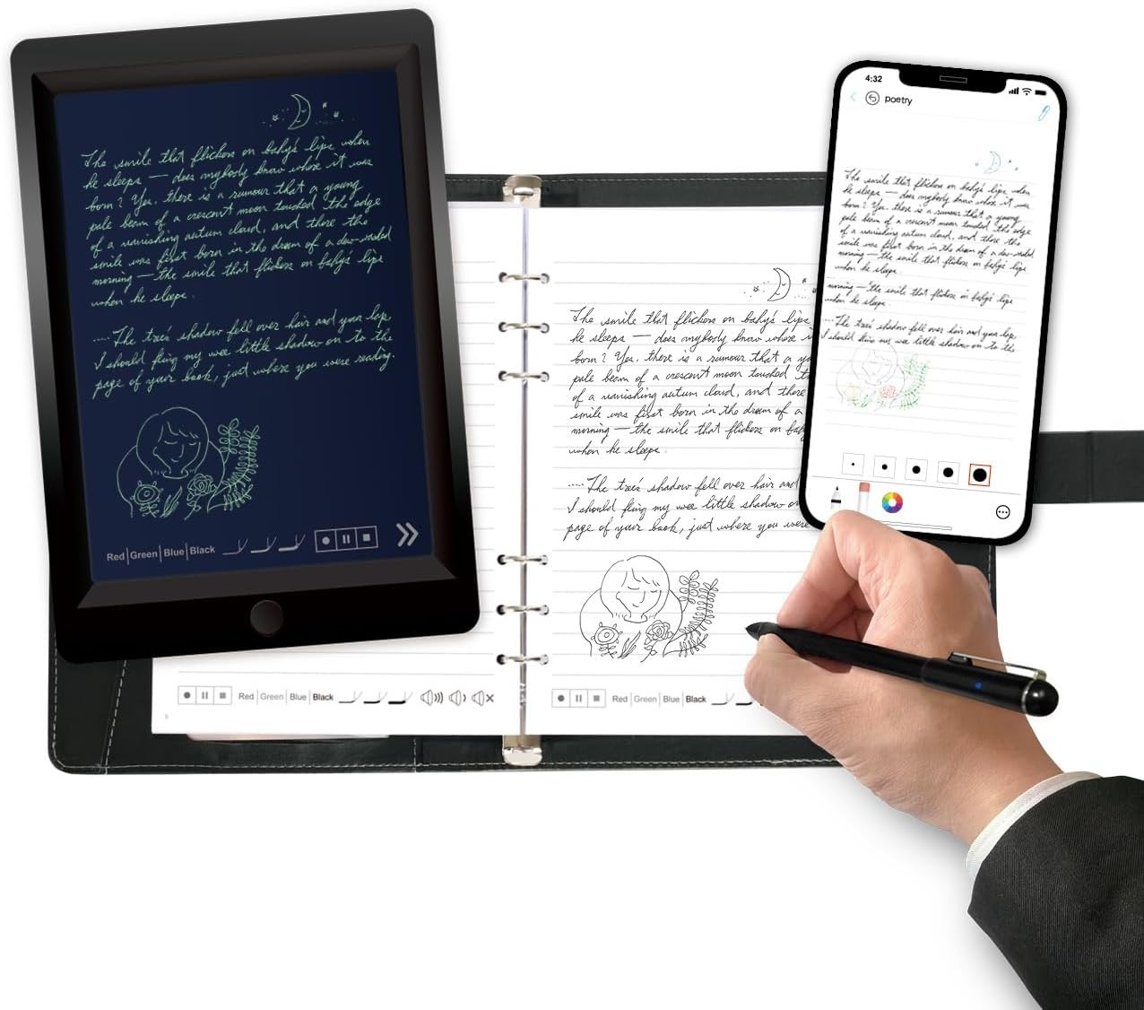 Smart Sync Pen Digital Notebook Real Time Writing Convert to Text iOS Android