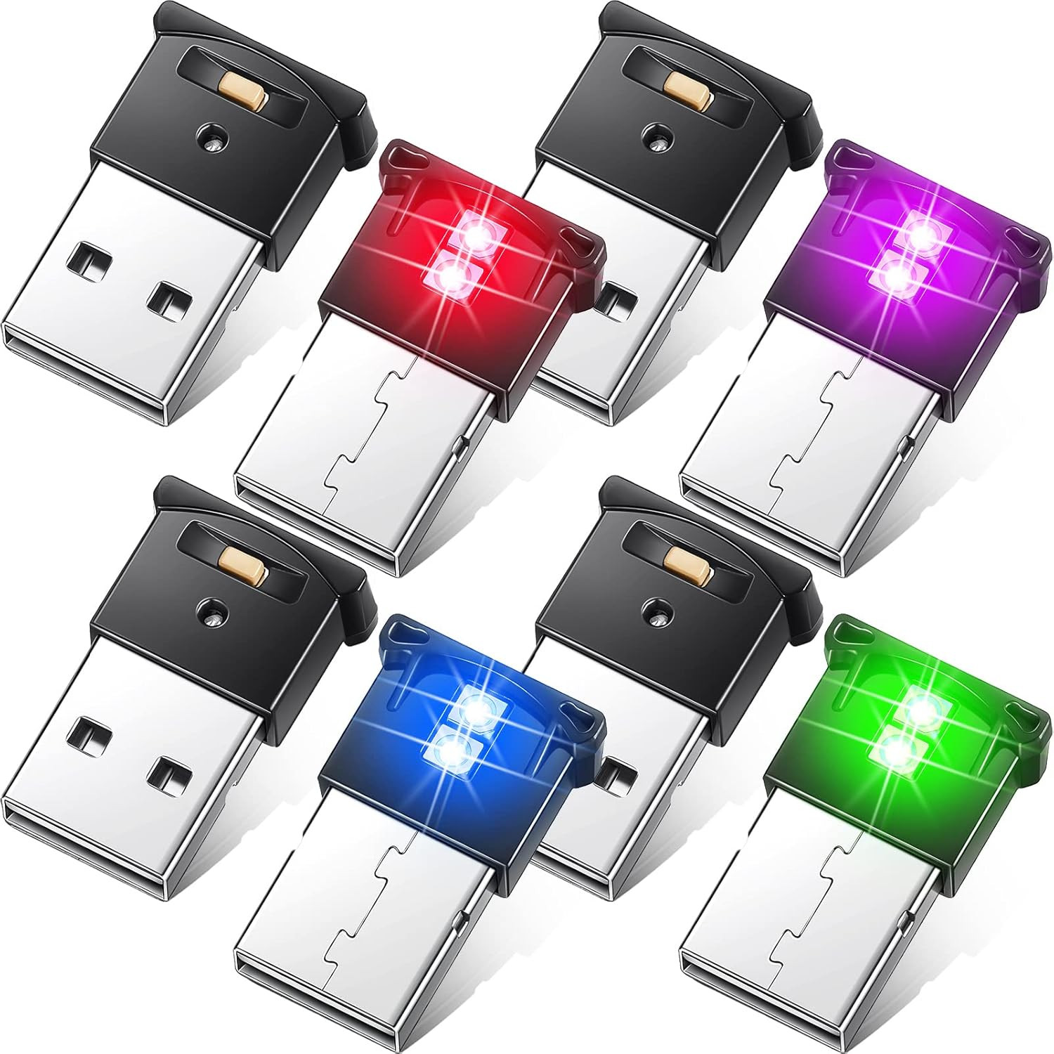 4 Pieces Mini USB LED Light, Car LED Interior Lighting 5V Smart USB Atmosphere L