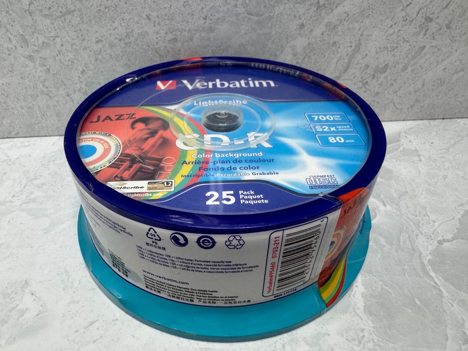 Verbatim LightScribe CD-R Color Background 25 Pack 52x 700MB 80 Min Disc Sealed