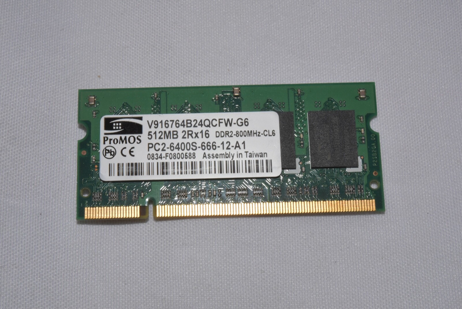 ProMOS V916764B24QCFW-G6 512MB SO-DIMM 2Rx16 DDR2-800MHz-CL6 PC2-6400S