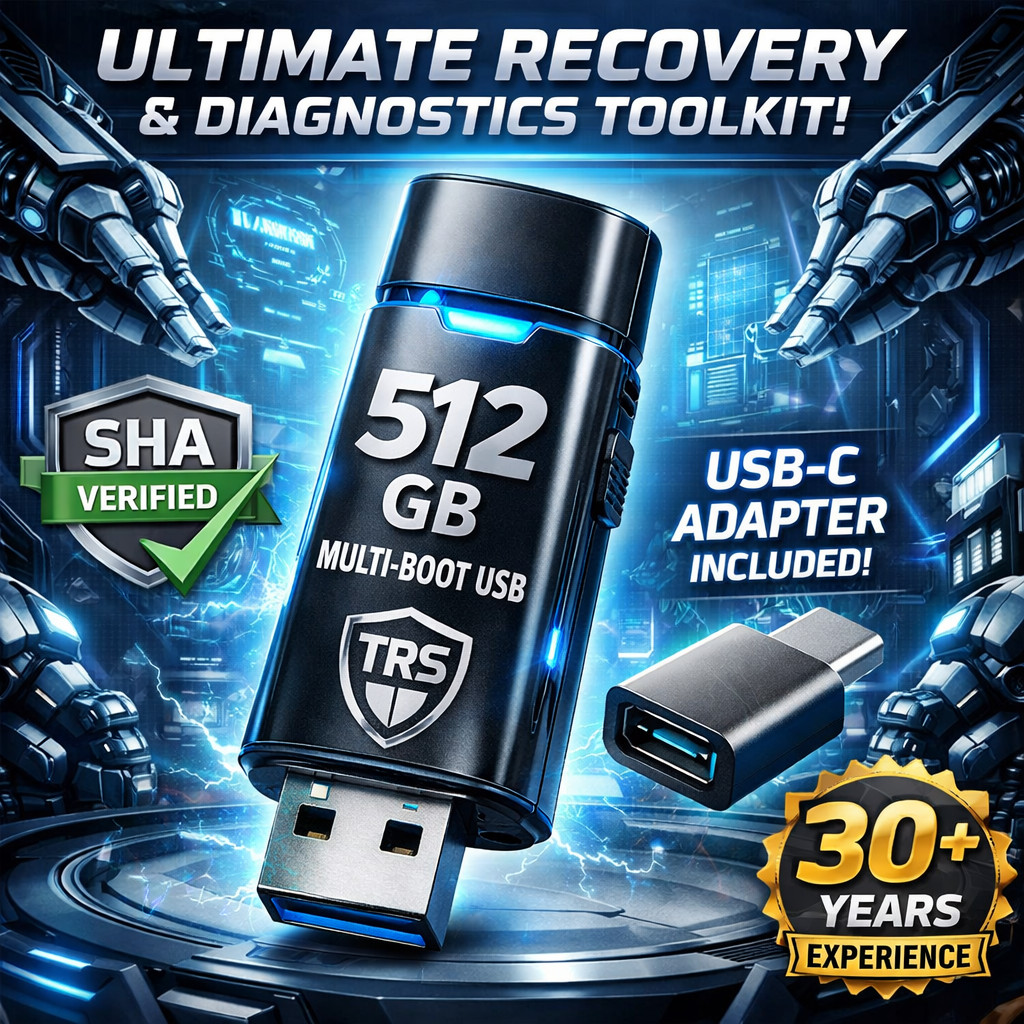 512GB Professional Multi-Boot Recovery USB | SHA Verified | USB-C Adapter
