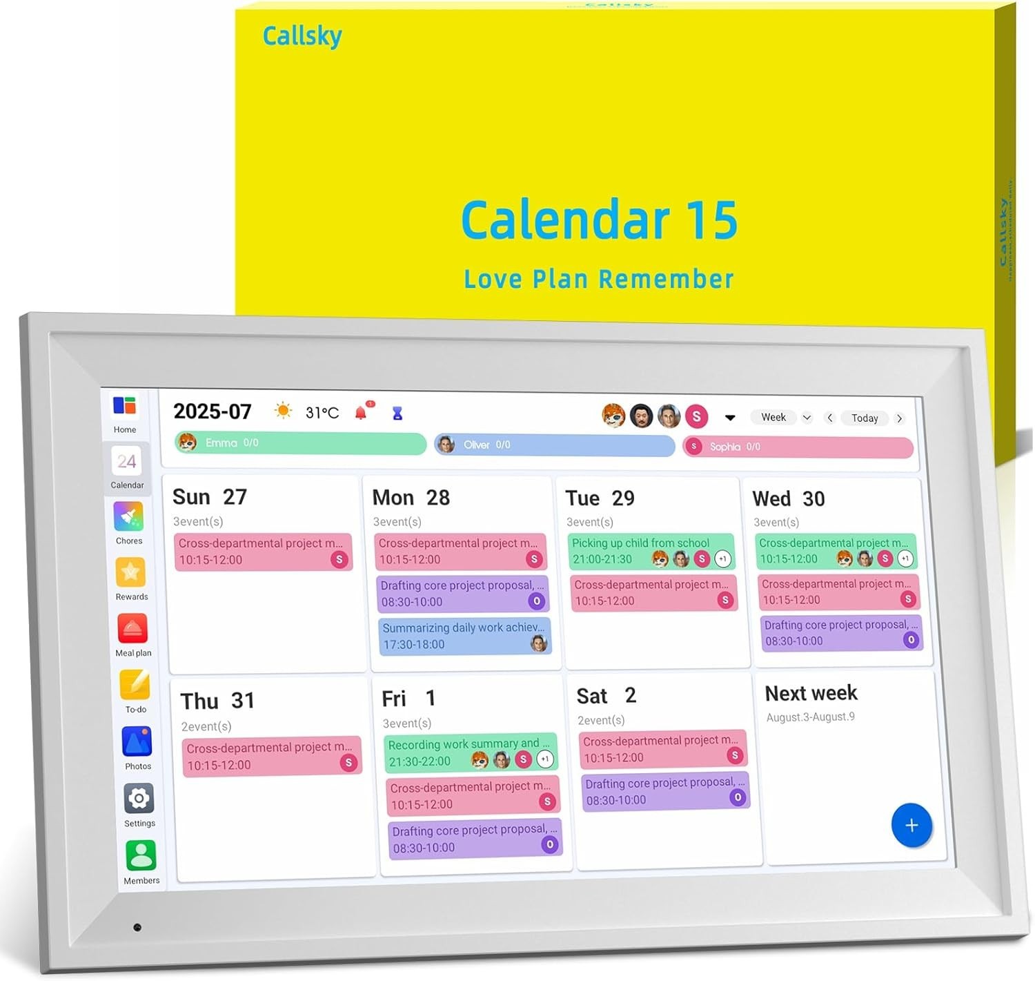 15.6-Inch Smart Digital Calendar, Planner & Chore Chart, 1080p FHD IPS 64GB/4GB