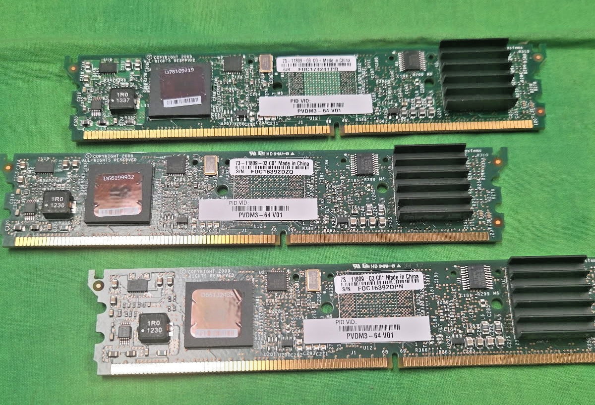 Cisco PVDM3-64 64-Channel Voice & Video DSP Router Mod 73-11809-03 LOT OF 3 PCS