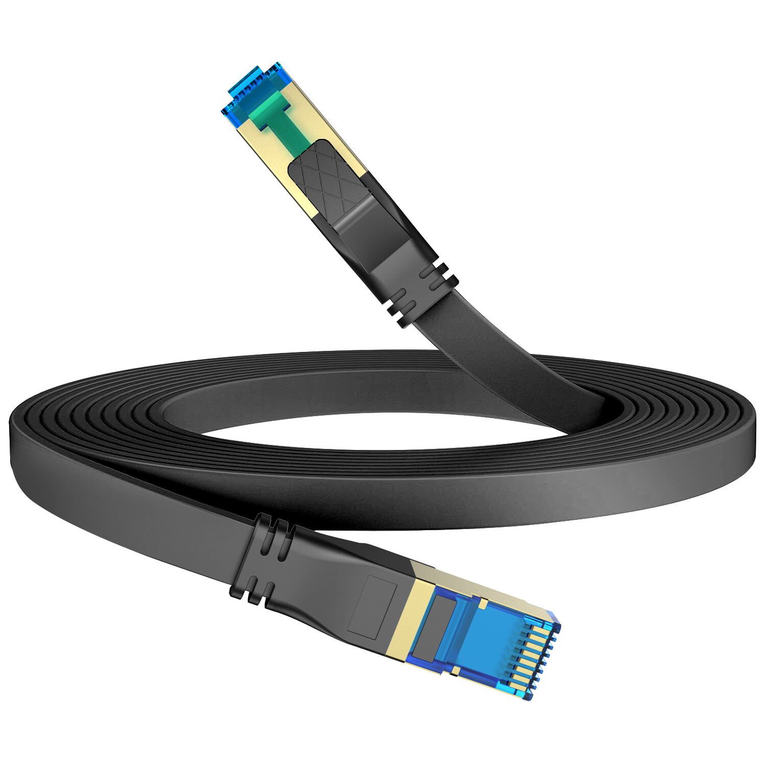 Cat8 Ethernet Cable 24AWG SFTP Shielded  RJ45 Flat Patch cord Lot US 10ft - 40ft