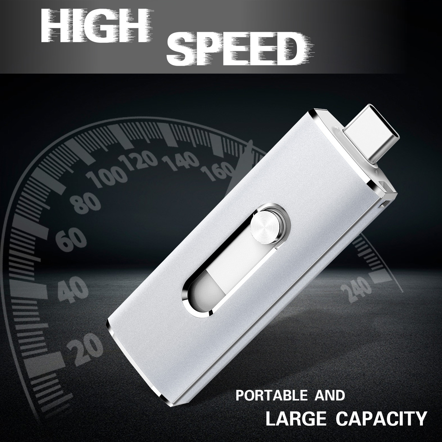 Kootion 128GB USB 3.0 High Speed Dual Port USB C Flash Drive For Samsung Android