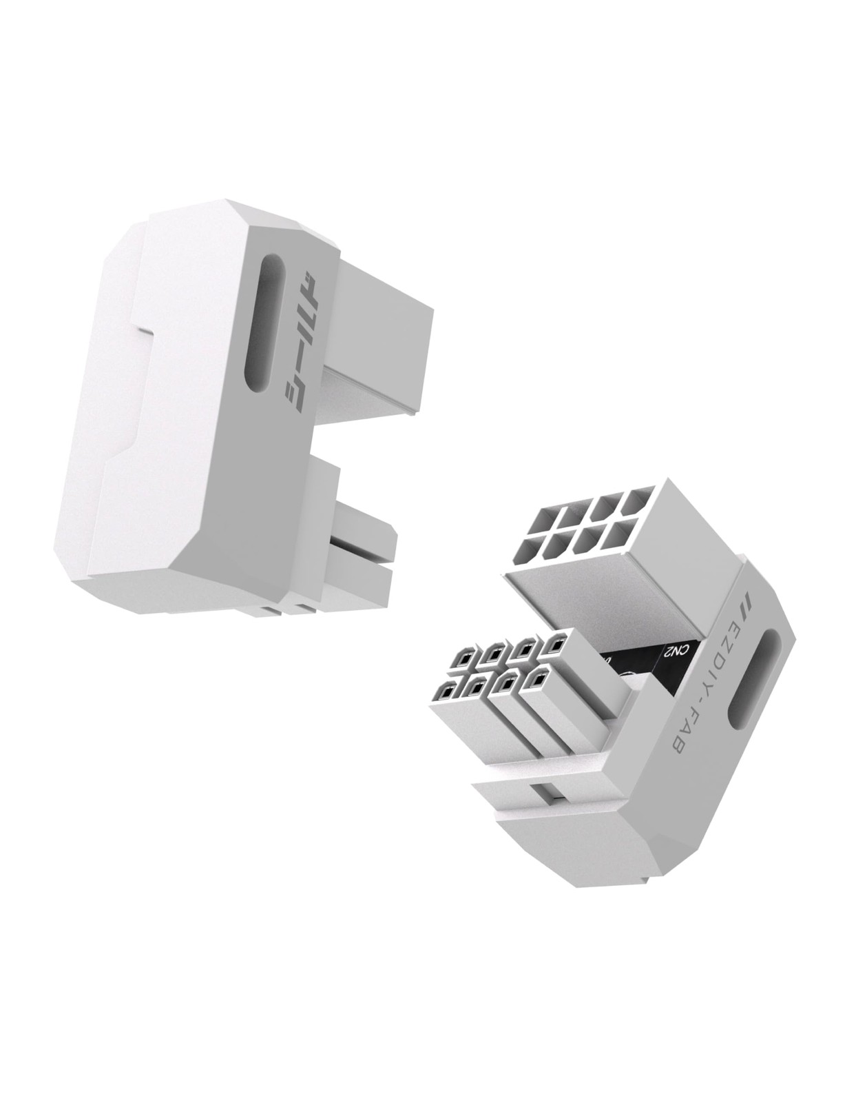 2 PCS 8Pin PCIe GPU Power Adapter 180Degree UTurn Angled Connector White