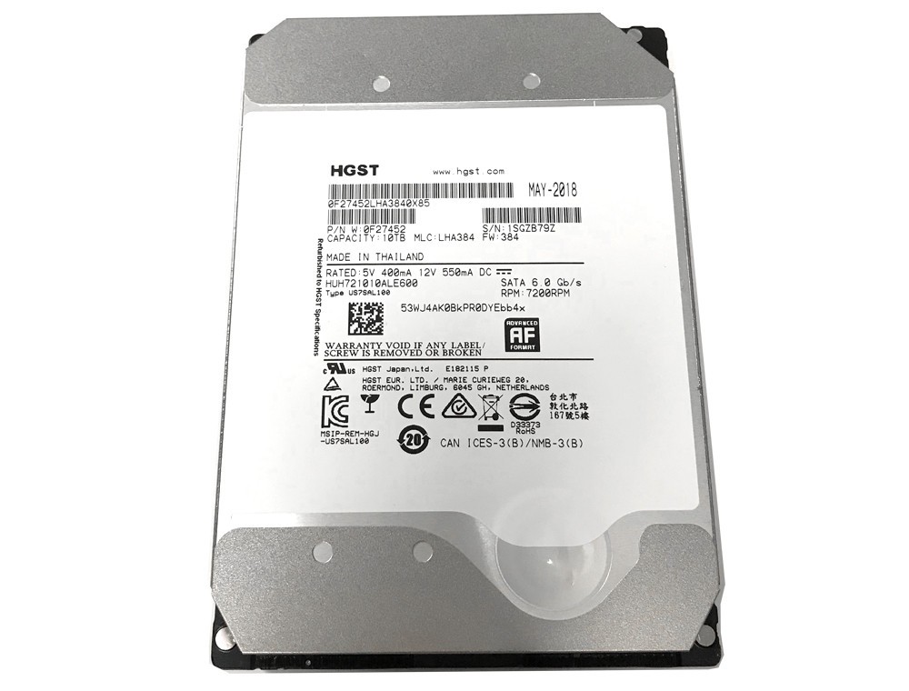 WD/HGST 10TB Ultrastar HE10 SATA 6Gb 256MB 3.5" Enterprise HDD - HUH721010ALE600