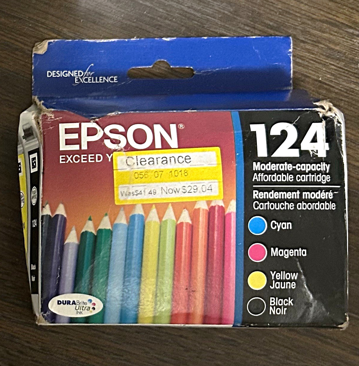 Epson 124 Genuine/Original Ink Cartridge Set CMYK Cyan Magenta Yellow