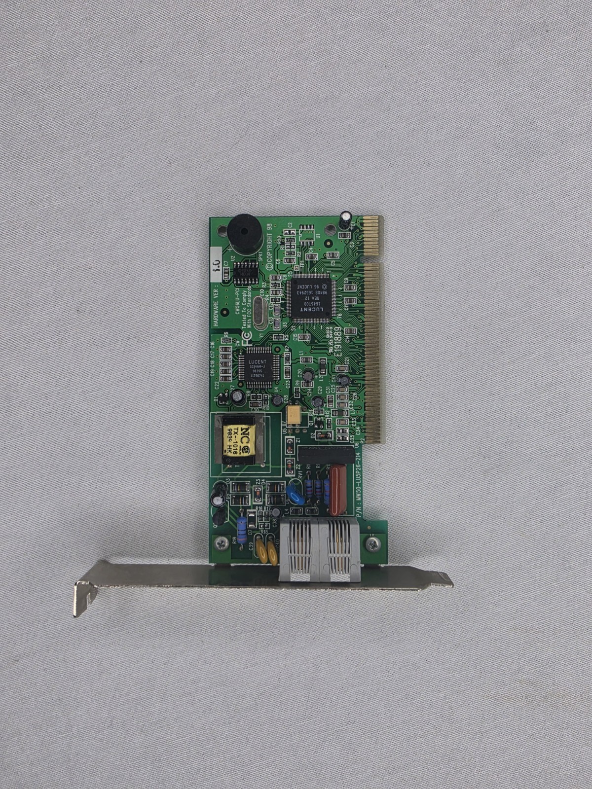 Lucent 56K PCI Dial-Up Fax Modem Card P/N 85-01542-1 Dual RJ-11 Vintage