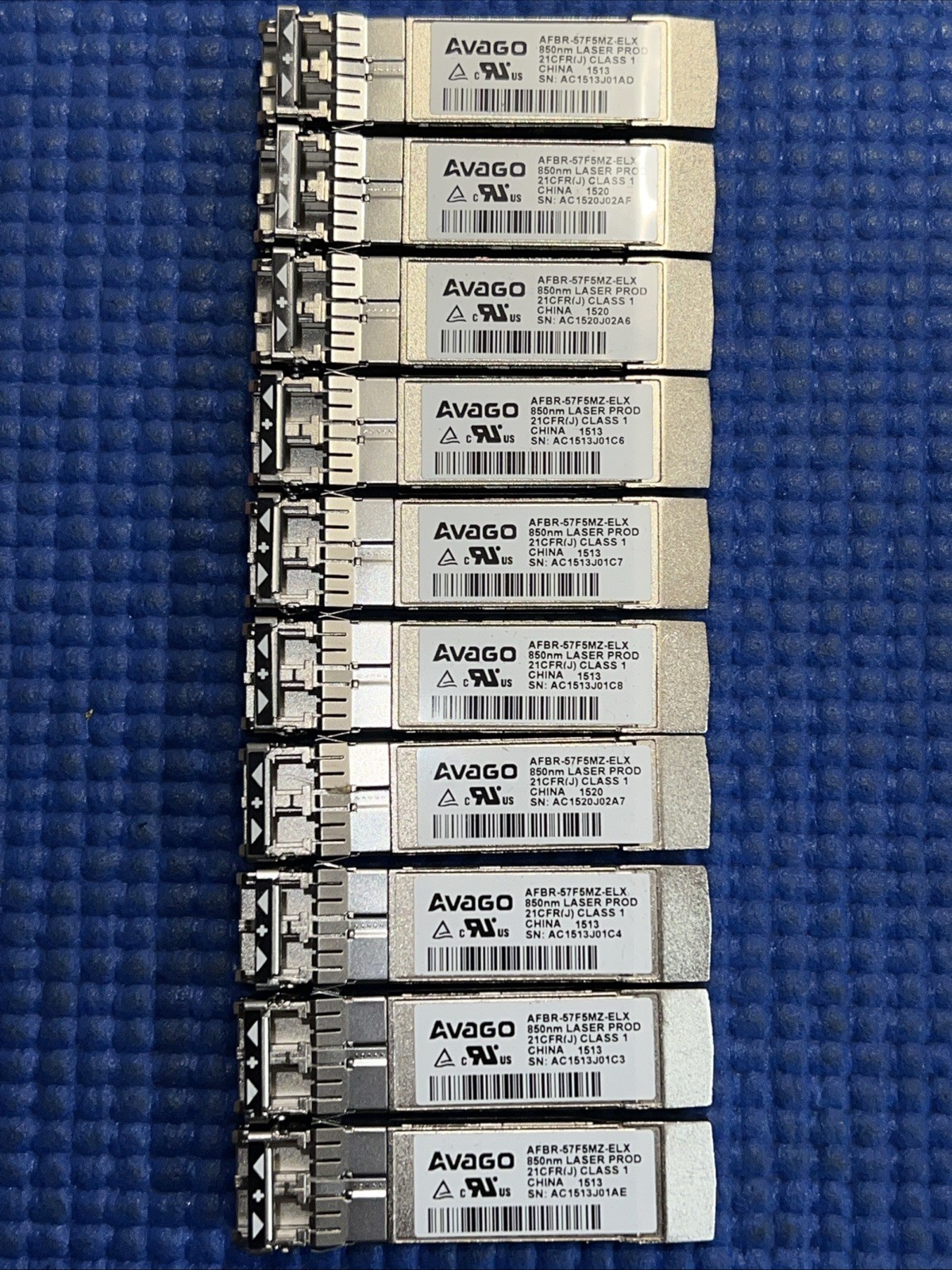 Lot of 10) Avago 16GB SFP+ FC 850nm Fiber Channel Transceiver AFBR-57F5MZ-ELX