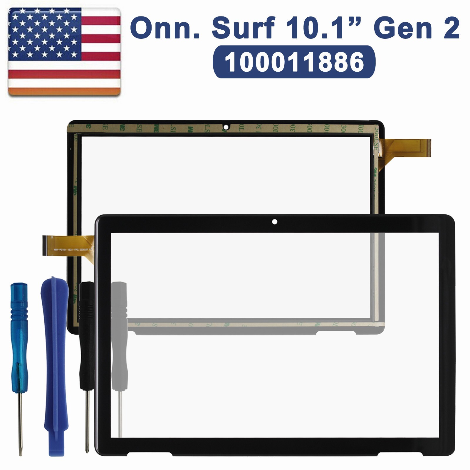 Toolkit+Touch Screen Digitizer Glass For Onn. Surf 10.1" Gen 2 100011886 Tablet
