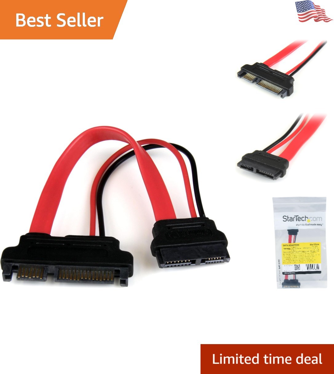 StarTech 6in Slimline SATA to SATA Adapter with Power - Fast 6Gbps Data Transfer