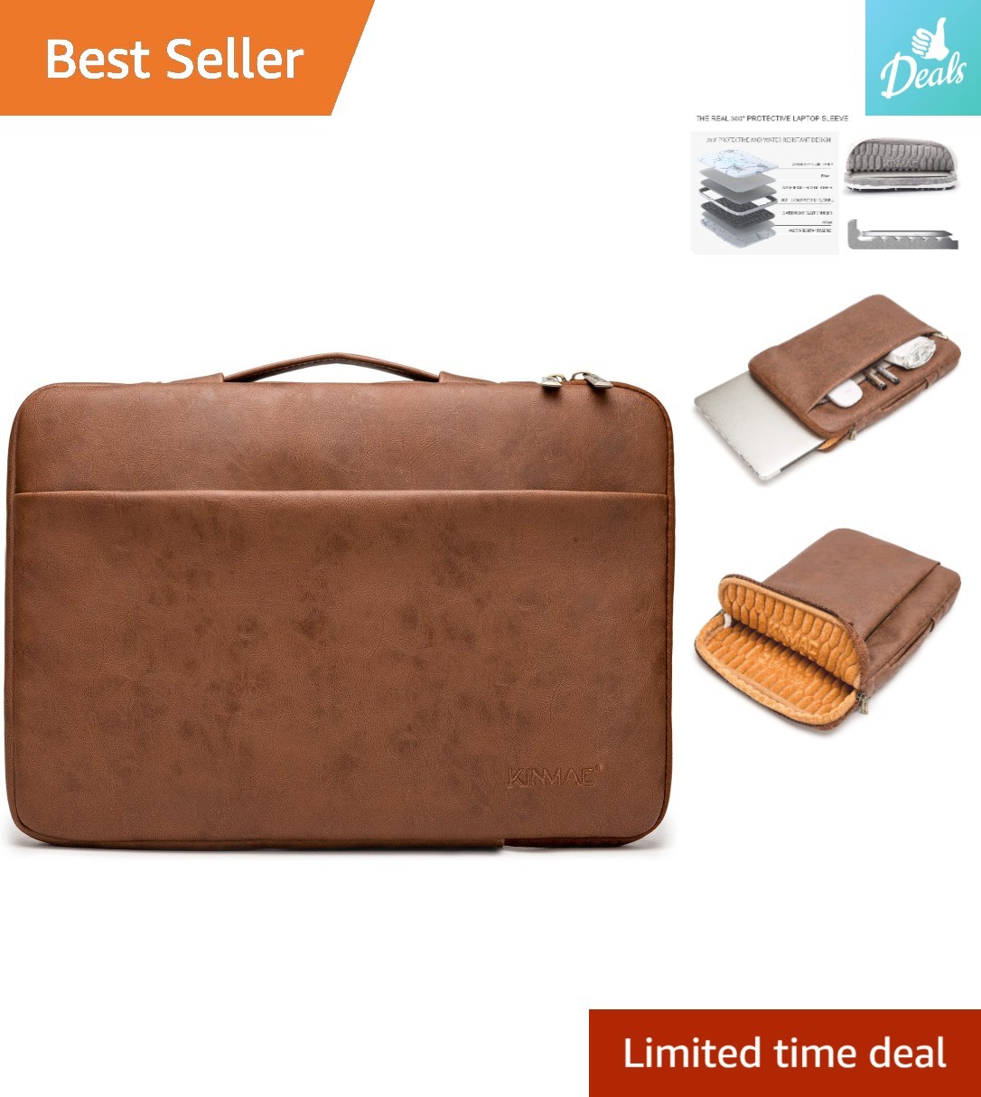 Elegant 360° Protective Laptop Case for MacBook and Ultrabooks - Coffee Color