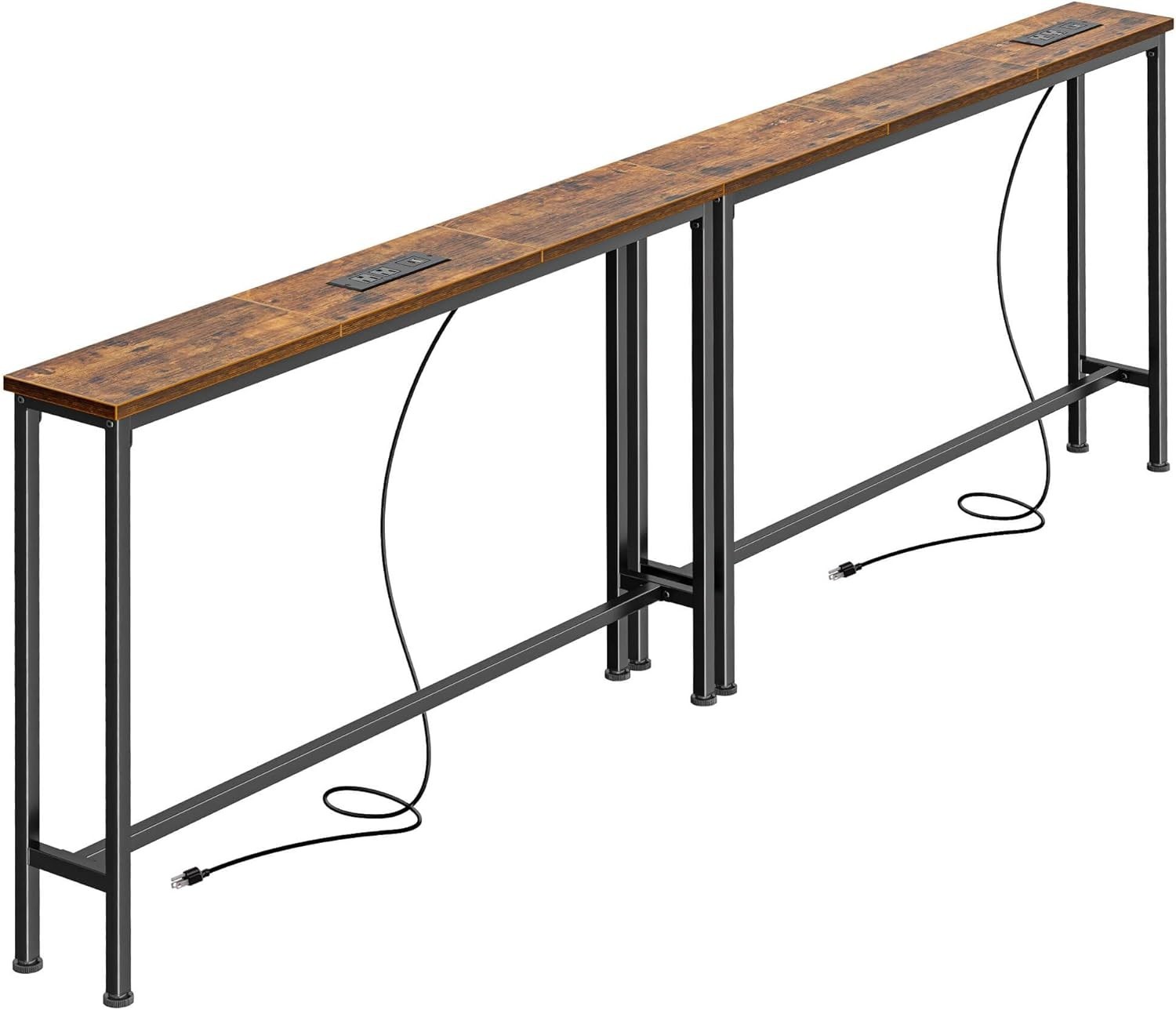 78.8 Inch Narrow Console Table with Outlet, Sofa Tables, behind Couch Table, Lon