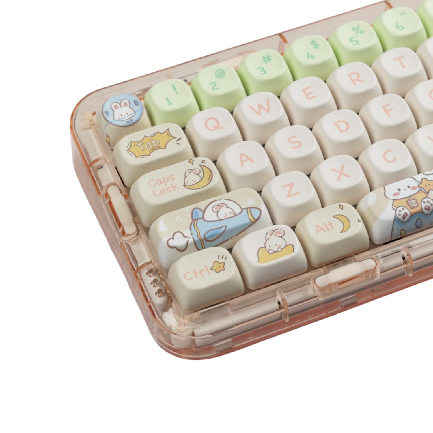 Beige Bunny Cute Rabbit PBT DyeSub Keycaps 144 Keys MOA Profile