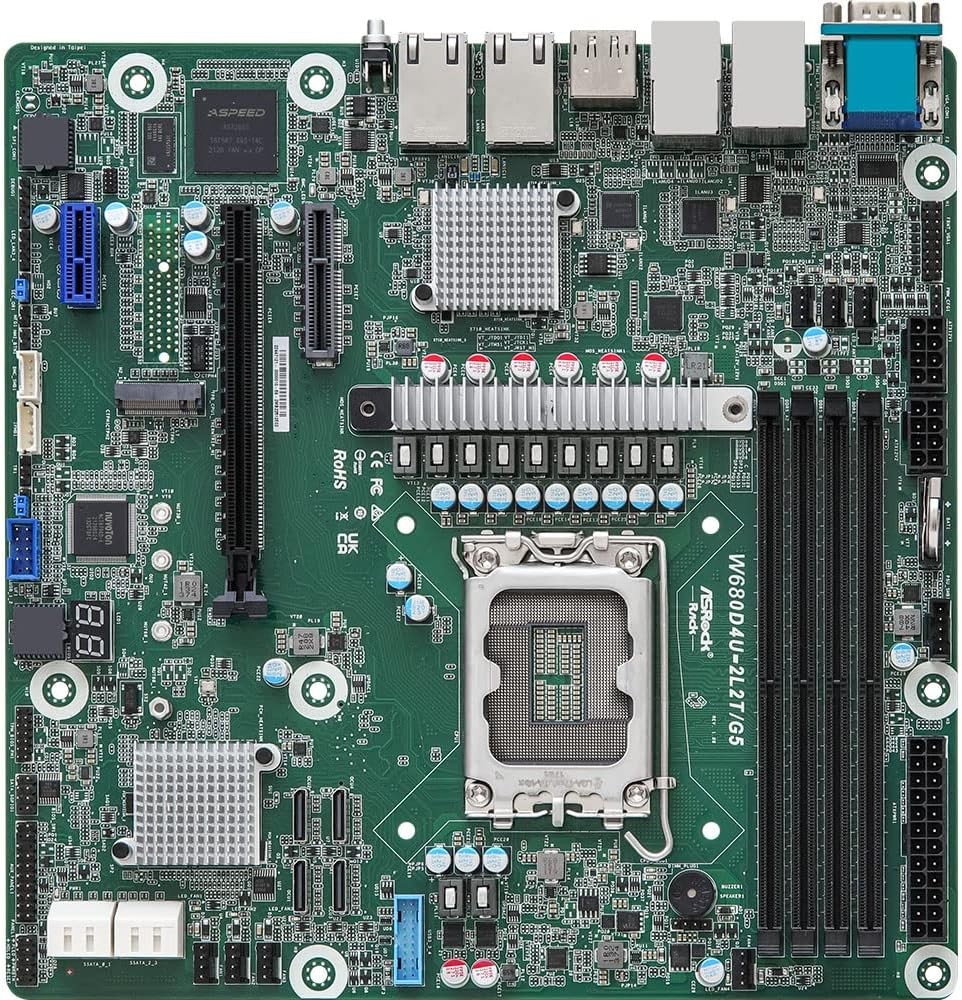 ASRock Rack Server Motherboard Intel W680 Chipset LGA 1700 Micro-ATX
