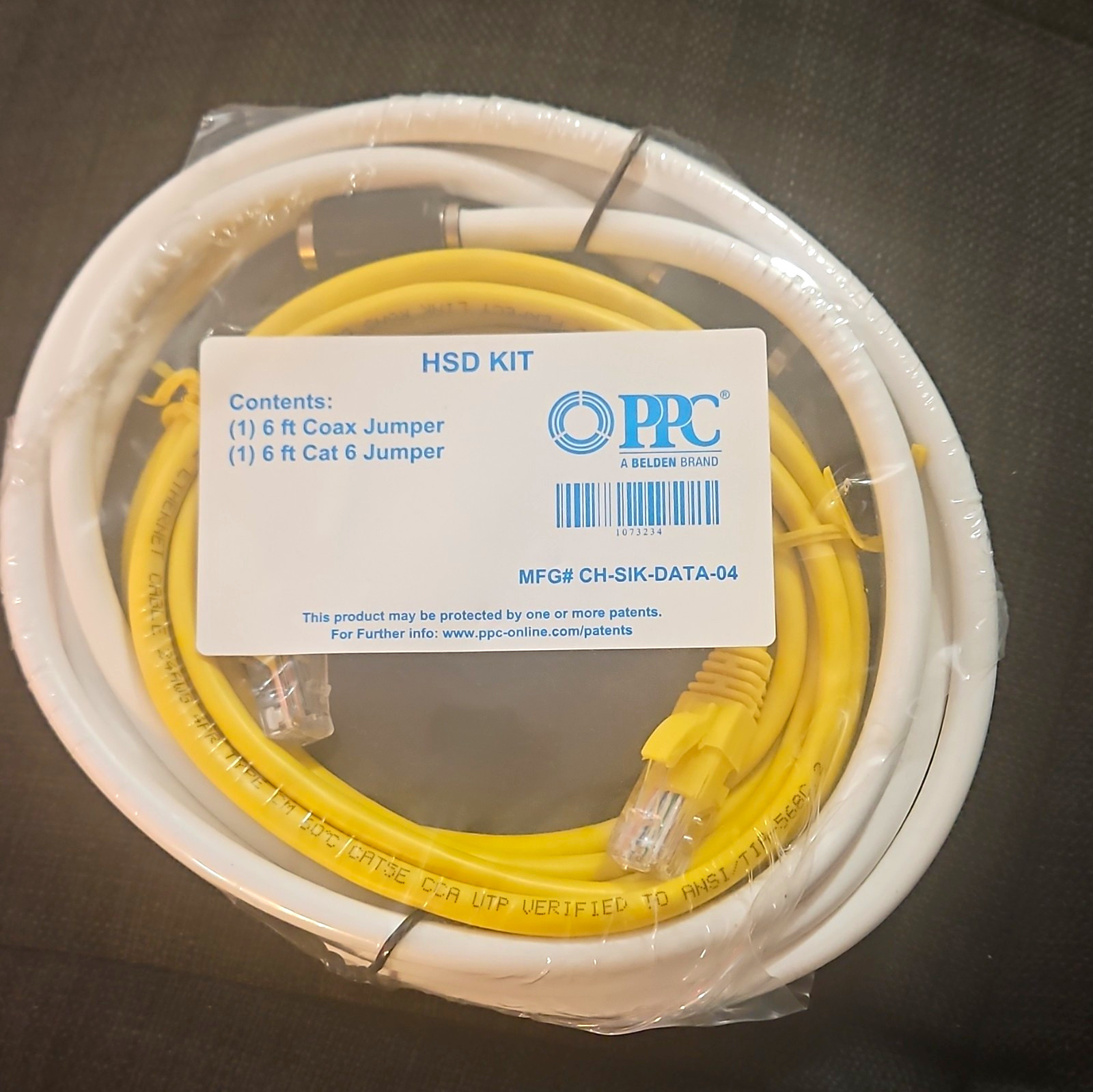 PPC CH-SIK-DATA-04 Kit 6ft Cat6 RJ-45 Jumper w/ Coax, Yellow/White