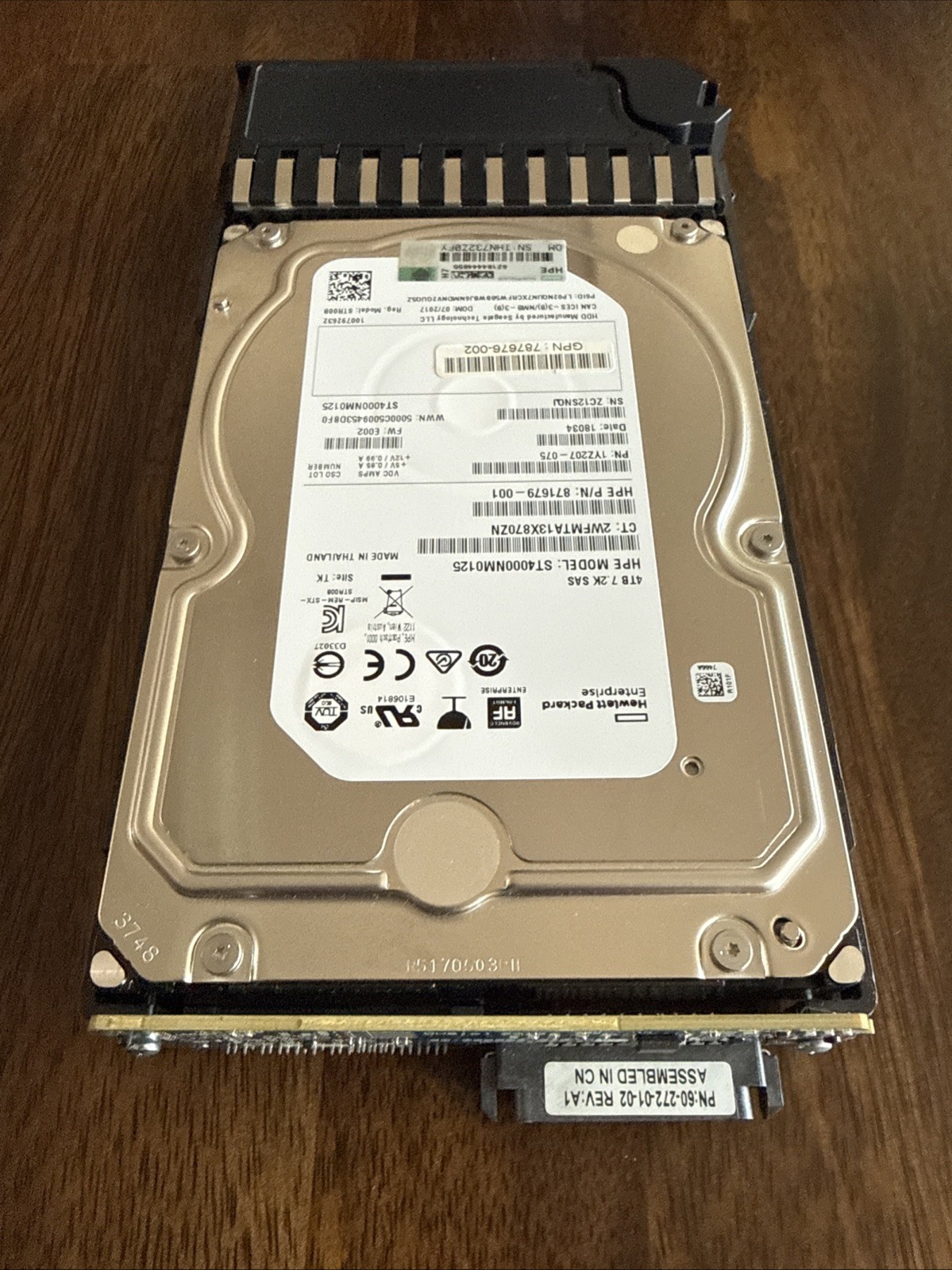 801557-001 HPE MSA 4TB SAS 12G 7.2K LFF HDD Seagate ST4000NM0125 w/ carrier
