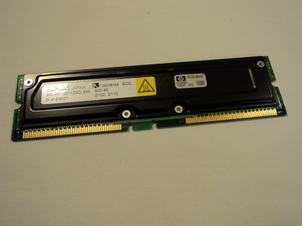 Elpida 128MB PC800MHz ECC 184-Pin RDRAM RIMM RAMBUS Memory MC-4R128FKE8D-845