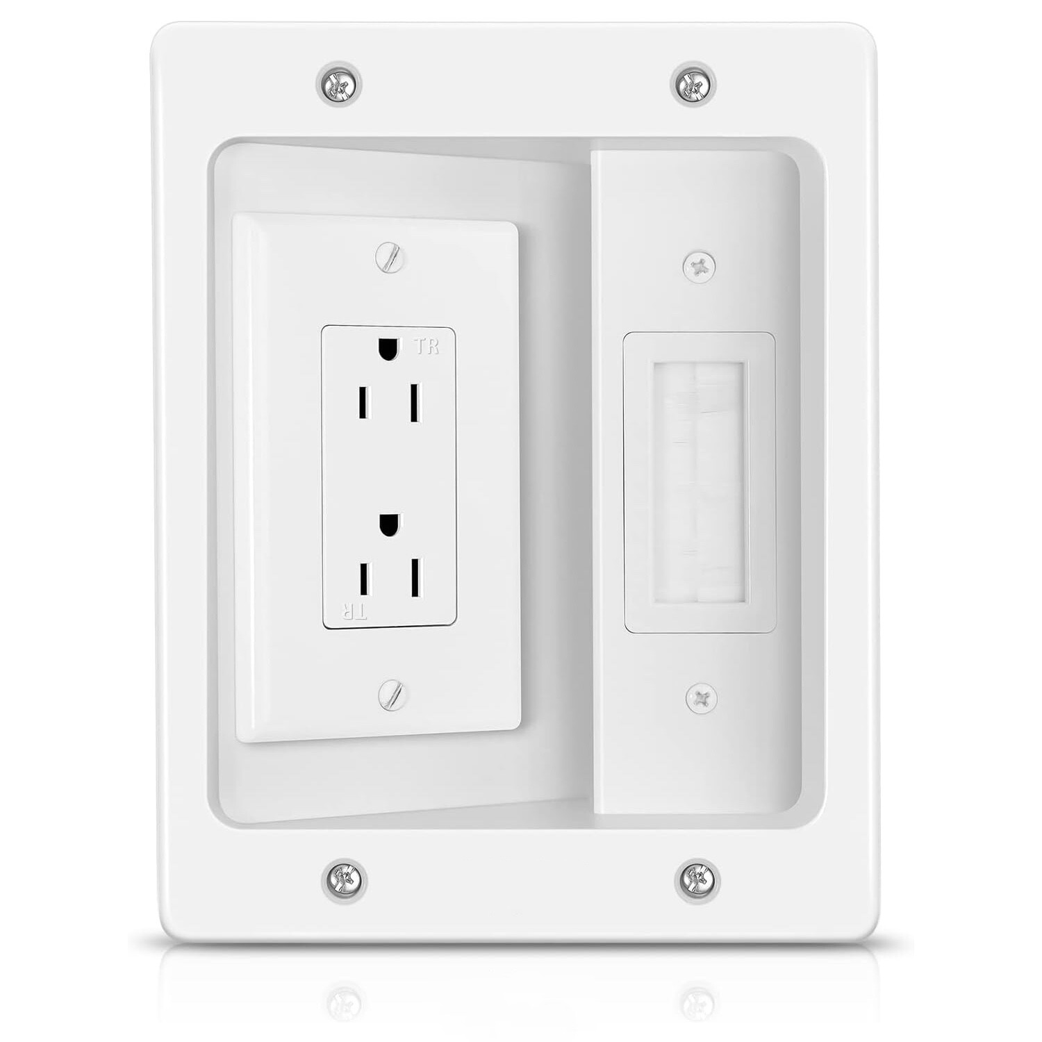 In-Wall Cable Management Kit - Recessed Outlet, TV Cord Hider, PowerBridge Mount