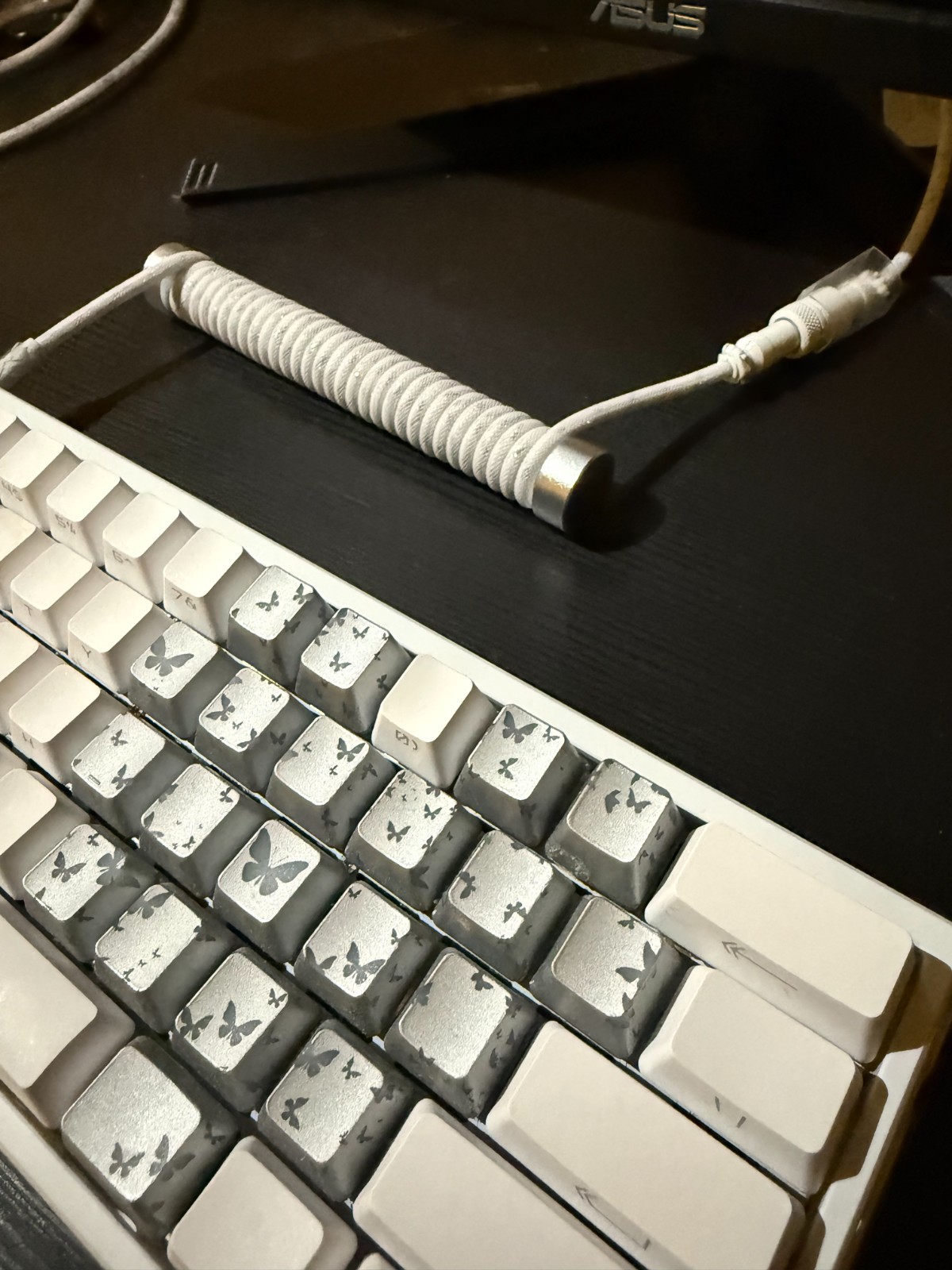 5FT USB C Coiled Cable Metal Connector for Mechanical Keyboard