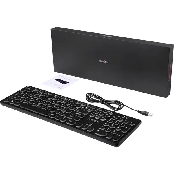 Perixx 12011 PERIBOARD-317 R DE B Wired German Keyboard, QWERTZ Black Illumin