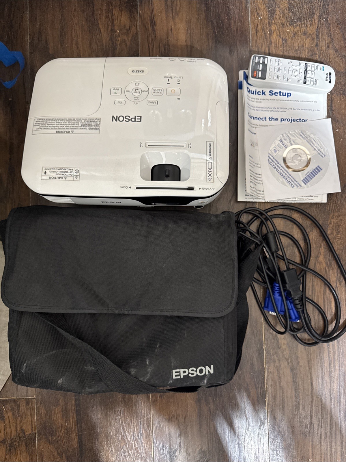 Epson Lightweight Projector EX3210 Portable H430A Bag Remote Cords Manual Works