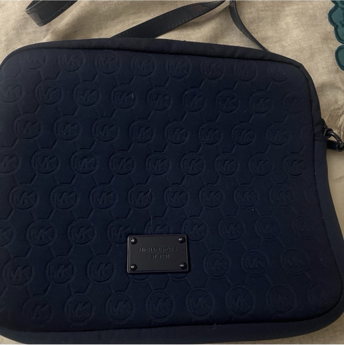 Michael Kors Black Logo Neoprene Padded Zip Sleeve Case for 11 in Laptop
