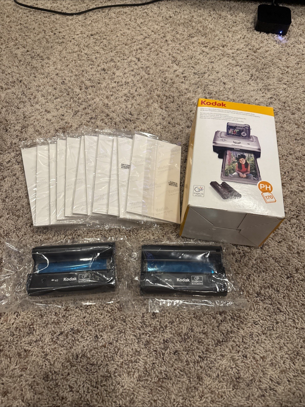 Kodak PH-170 Color Cartridge & Photo Paper Lot - 220 Sheets, 2 Cartridges