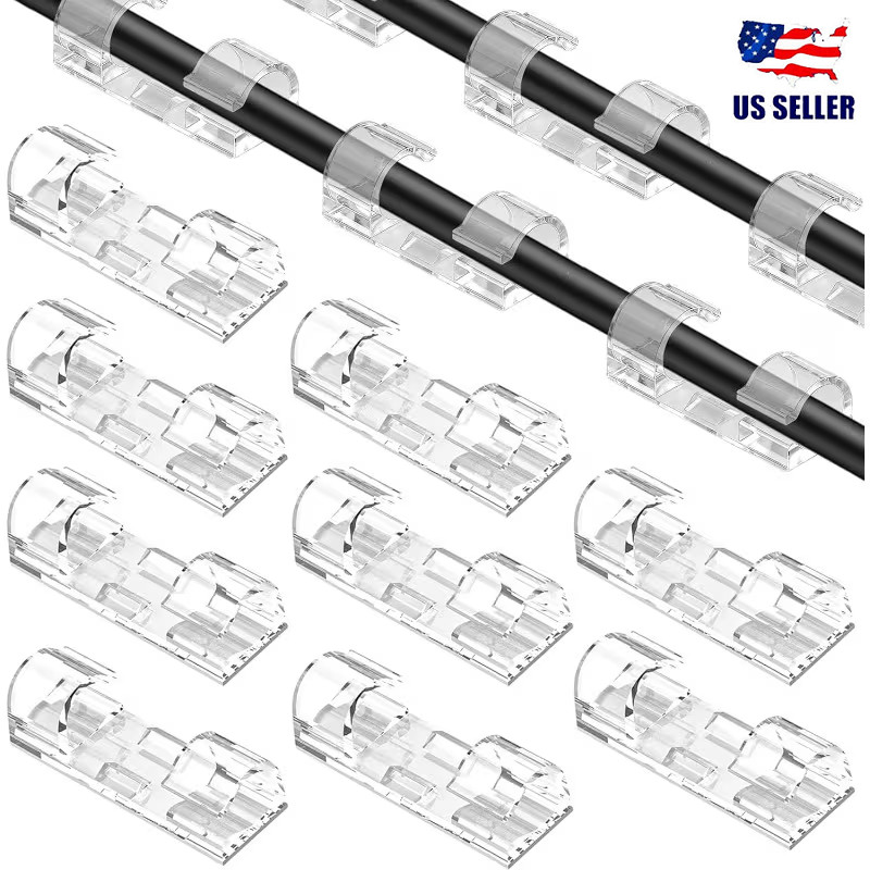 40Pcs Cable Clips Self-Adhesive Tie Cord Management Wire Holder Organizer Clamp