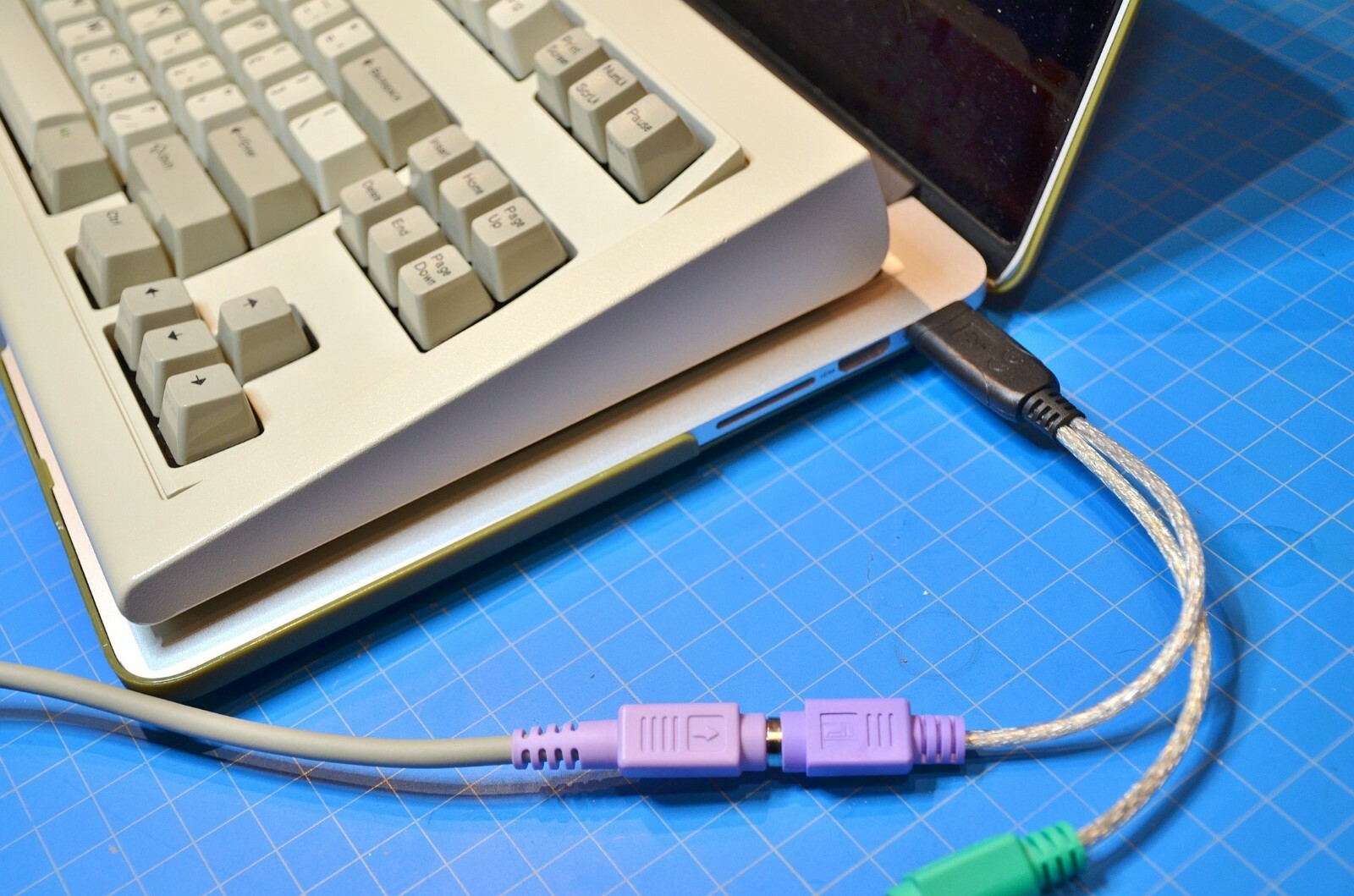 PS2 to USB Active Adapter Converter IBM Clicky KEYBOARDs Blue Cube Replacement