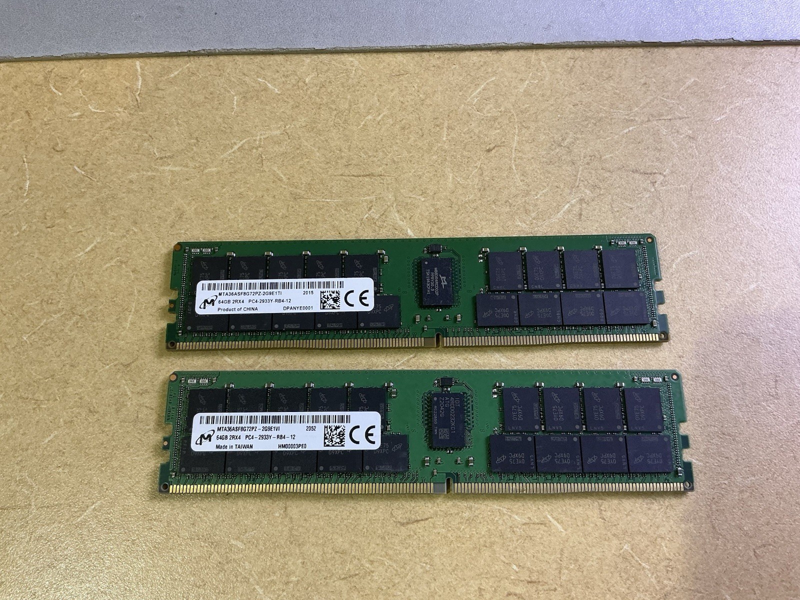 LOT OF 2 Micron 64GB MTA36ASF8G72PZ-2G9E1 DDR4  PC4-2933Y ECC RDIMM Memory