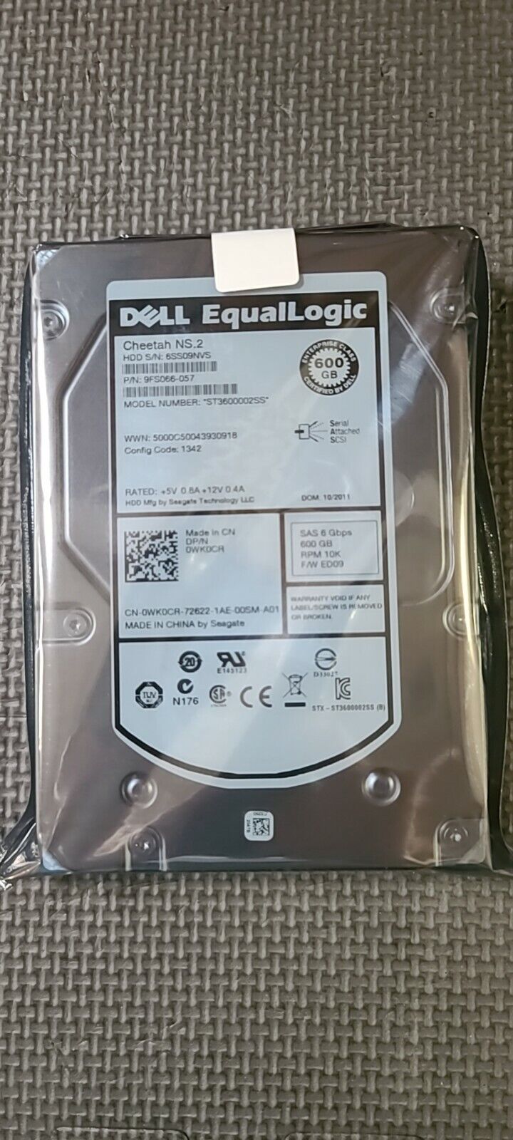 WK0CR Dell EQUALLOGIC 600GB 10K RPM 6Gbps 3.5\