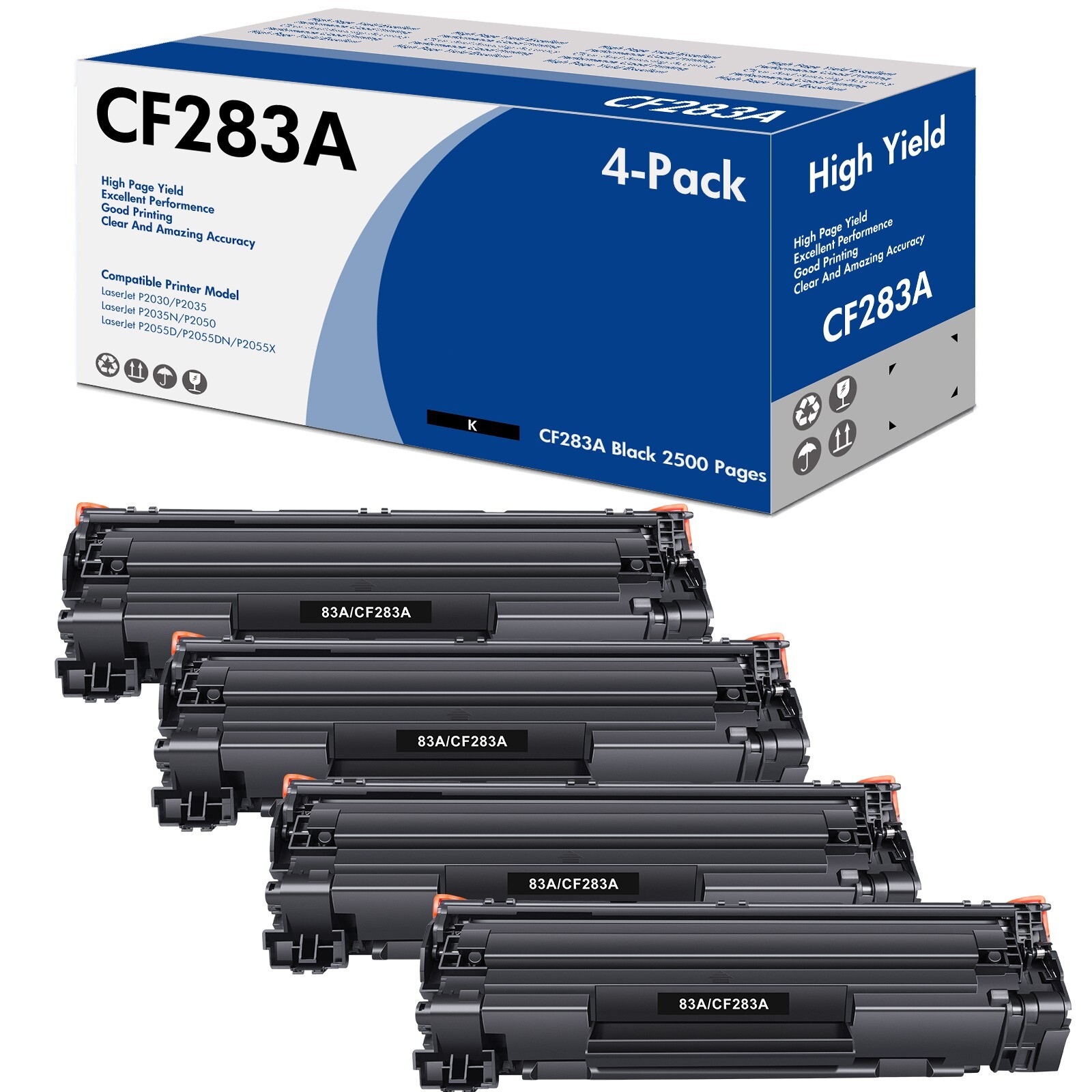 4PK CF283A 83A Toner Compatible For HP LaserJet Pro M125a M125nw M125rnw Printer