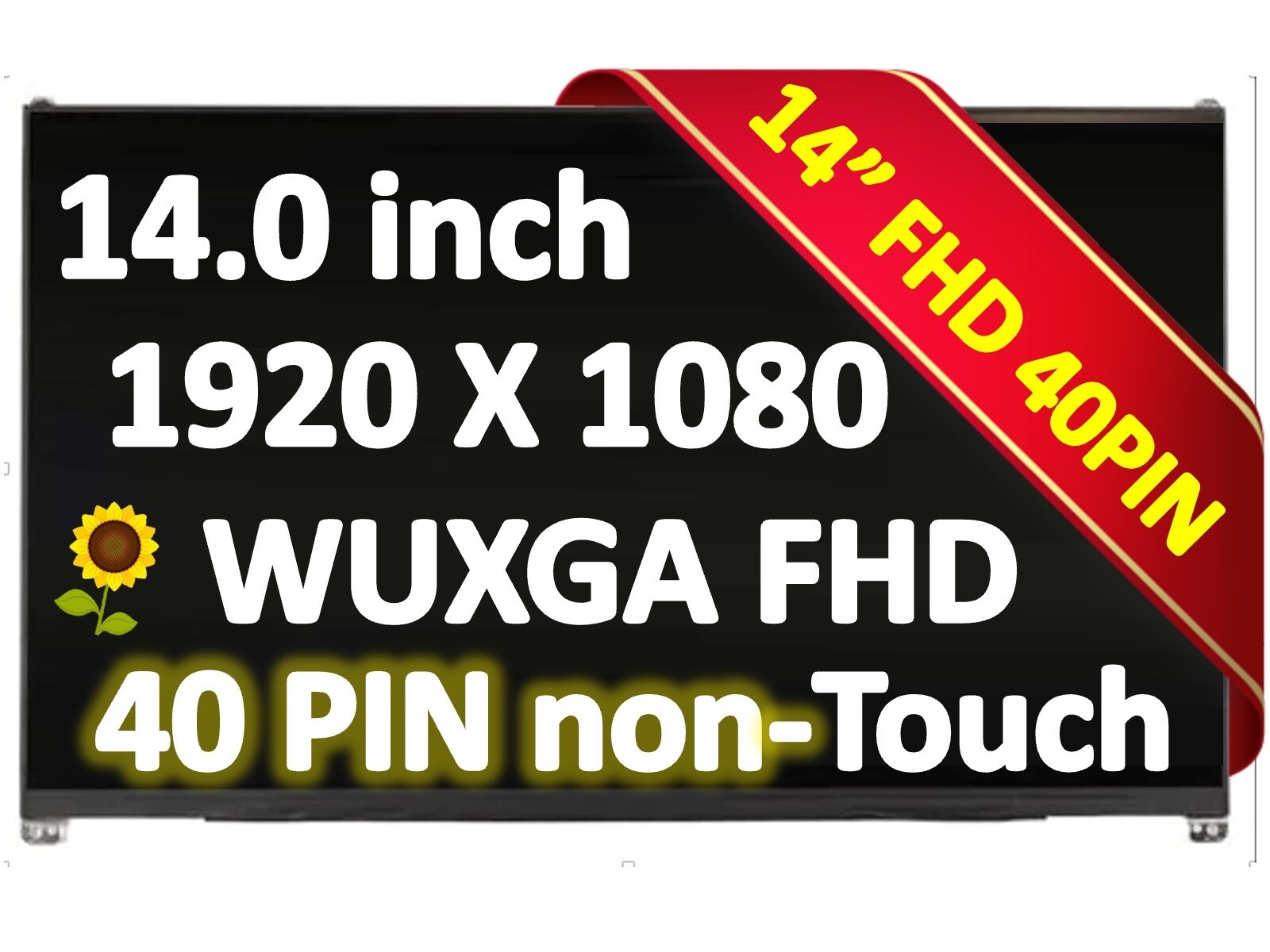 Dell DP/N 0V1J85 V1J85 14" FHD LCD Screen - 40 pin Non-Touch version w/ Brackets