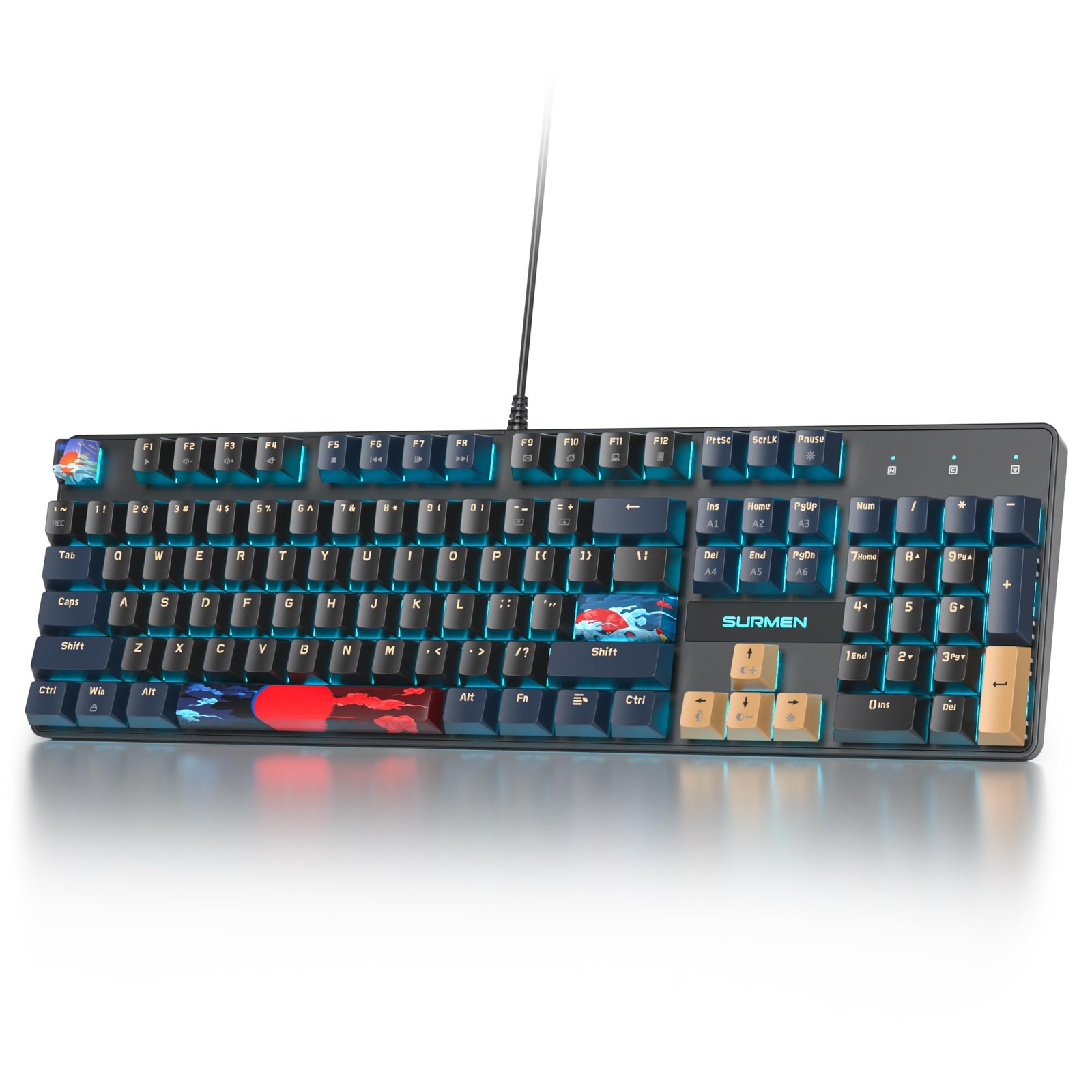 Ussixchare Full Size Mechanical Keyboard, Creamy Keyboard with Number Pad, 10...