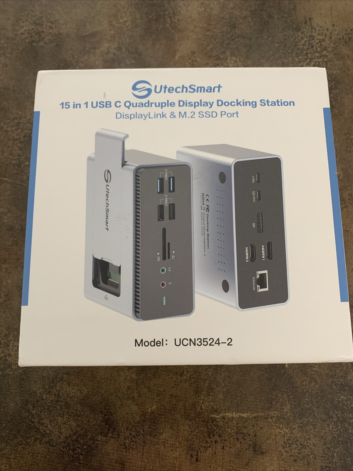 Docking Station -UtechSmart 15 in 1 Full Quadruple Display USB C Docking Station