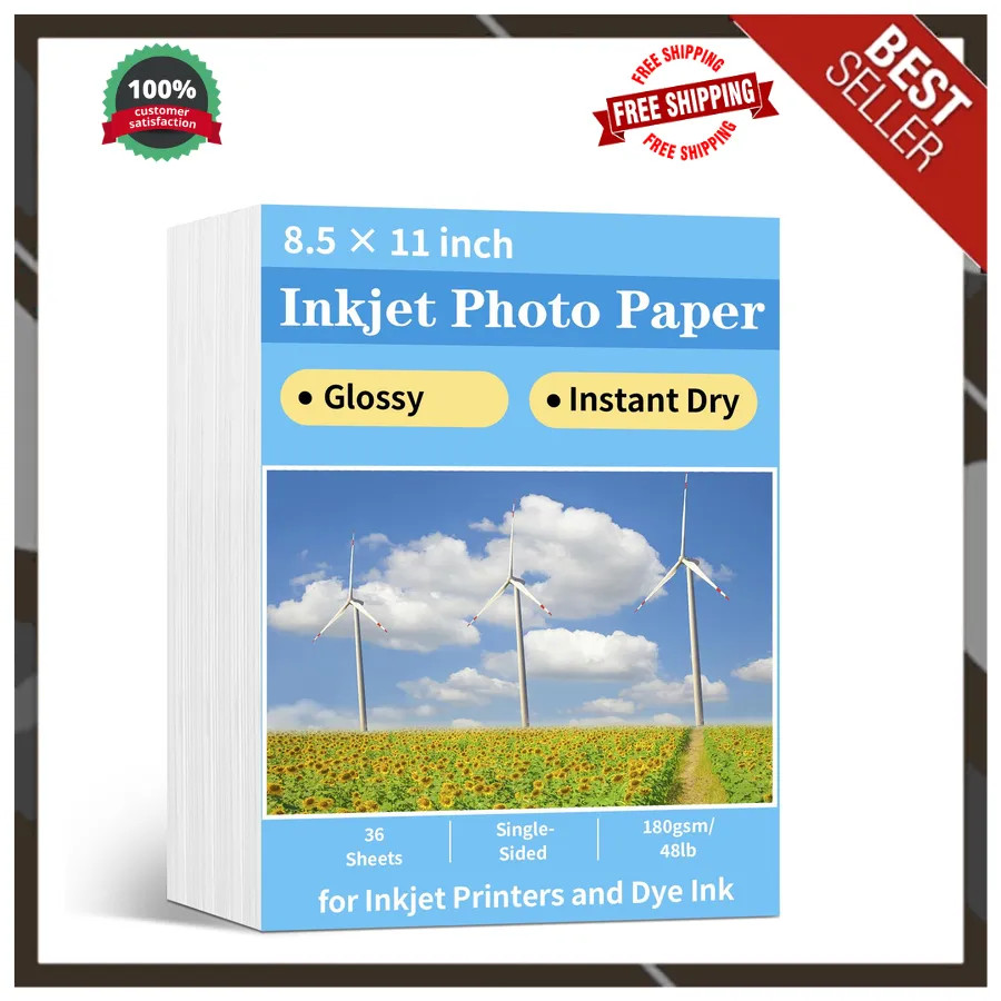 Reastar Glossy Photo Paper 8.5 × 11, 36 Sheets Inkjet Photo Printer Paper