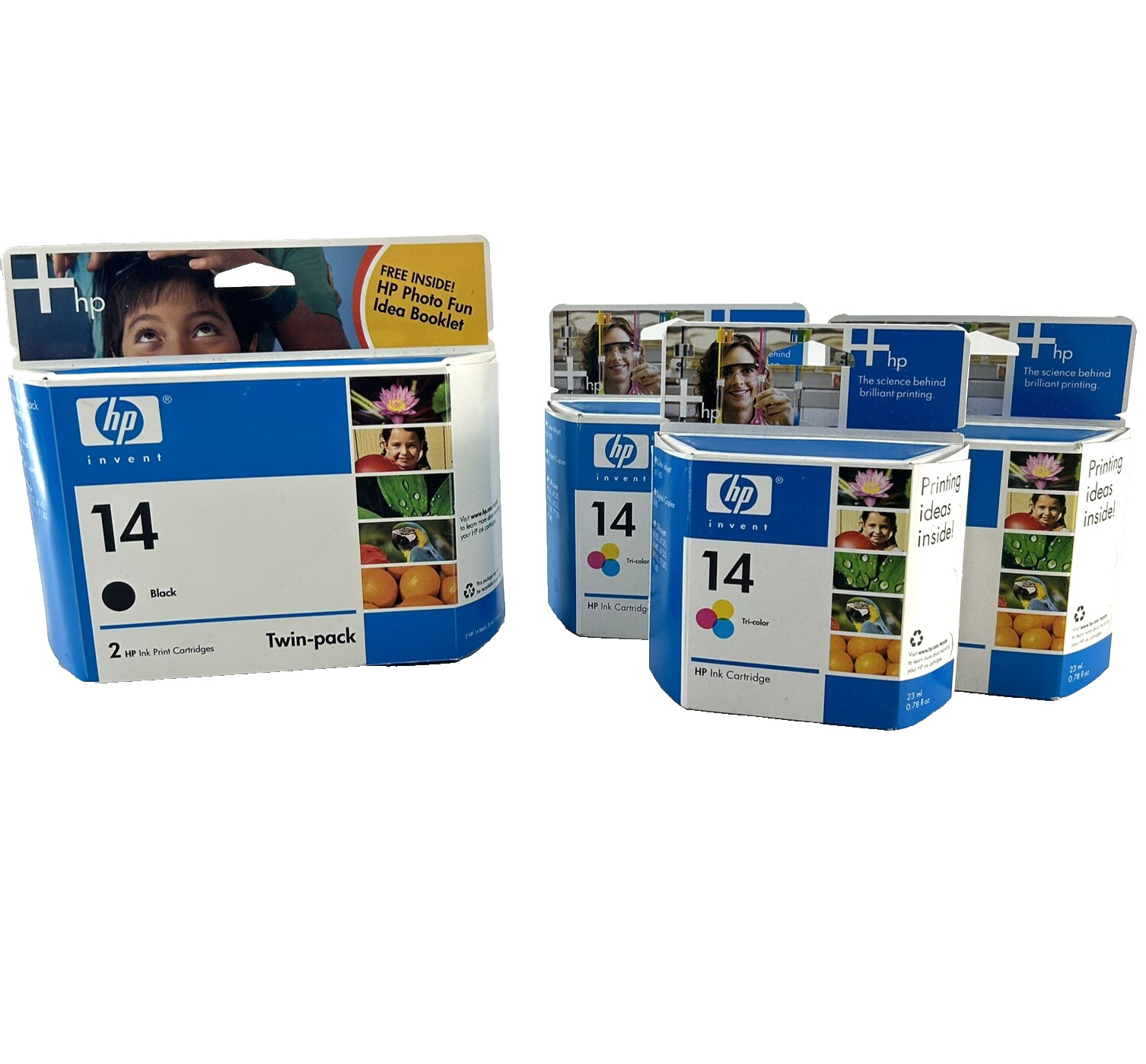HP 14 Ink Cartridges Lot 3 (2 Black 1 Tri-Color) New Sealed C5010DN