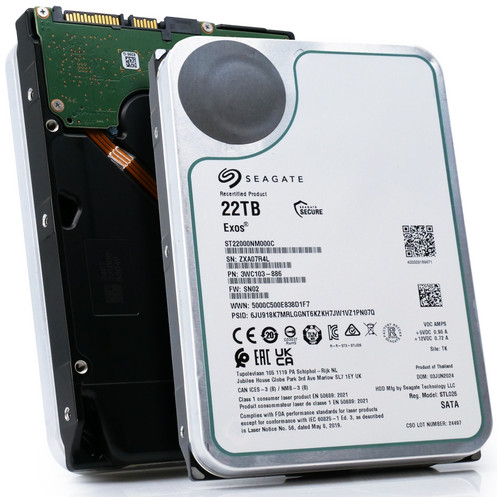 Seagate Exos 12TB-28TB 7.2k RPM SATA 6Gb/s 512e 3.5" Recertified Enterprise HDD