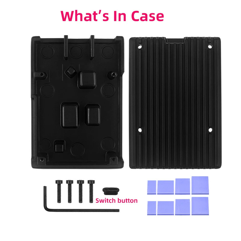 Aluminum Case for Raspberry Pi 5 Passive Cooling Shell Silent Heat Dissipation