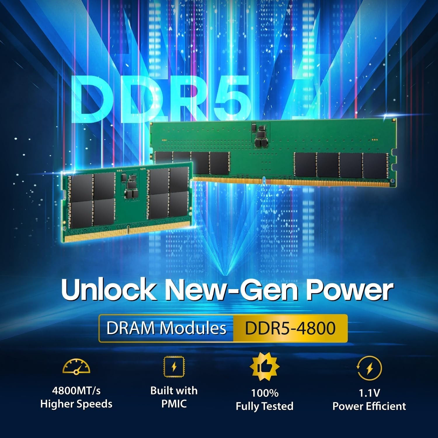 Transcend 8GB DDR5 4800 RPM 1.1V CL40 UDIMM Computer Memory JM4800ALG-8G