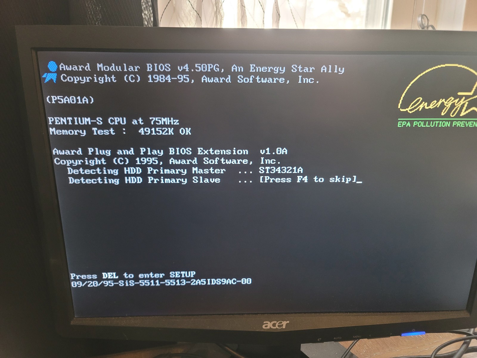 VINTAGE PENTIUM-S 75MHz P1 COMPUTER 50MB SIMM/EDO RAM SB16 NIC VGA AT PS
