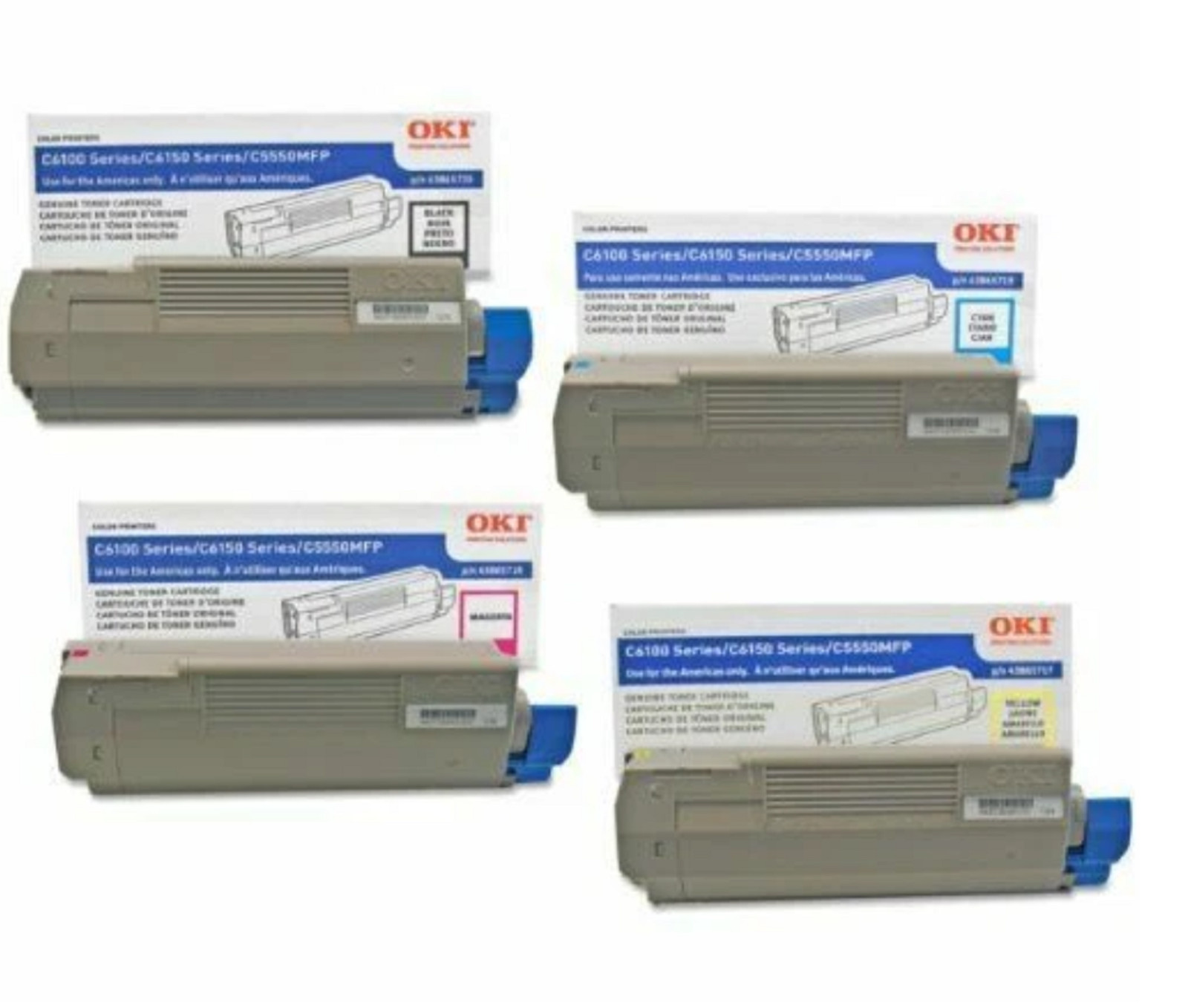 OKIdata Toner Cartridges Set of 4 Part # 43865717, 43865718, 43865719, 43865720