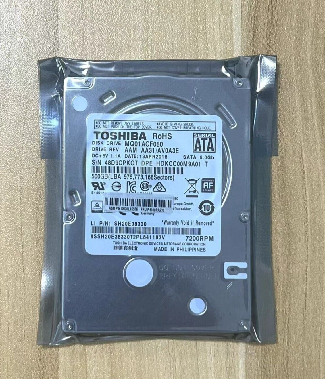 NEW Toshiba MQ01ACF050 500GB 7200 RPM SATA 6.0Gb/s 2.5" Laptop HDD bare Drive