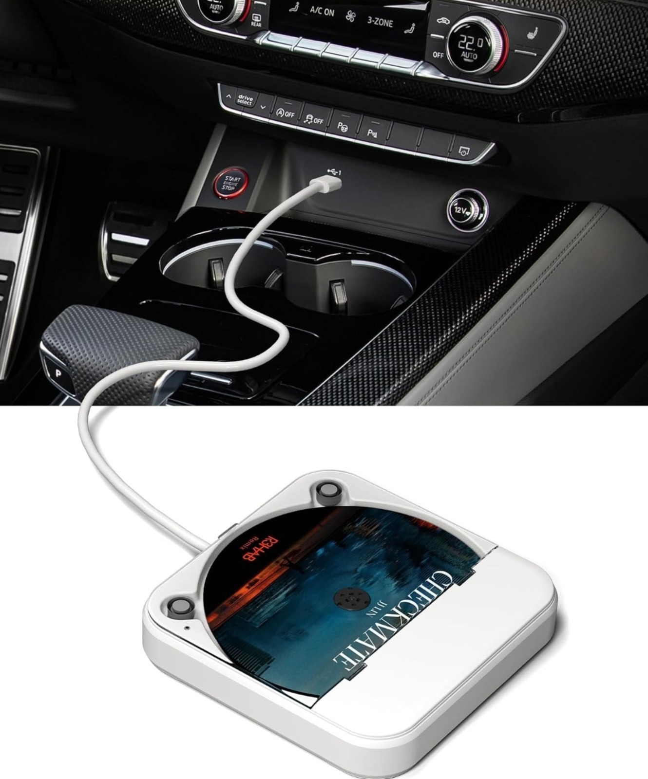 Portable Car CD Player With USB/AUX Port,External CD Player  Compatible With Car