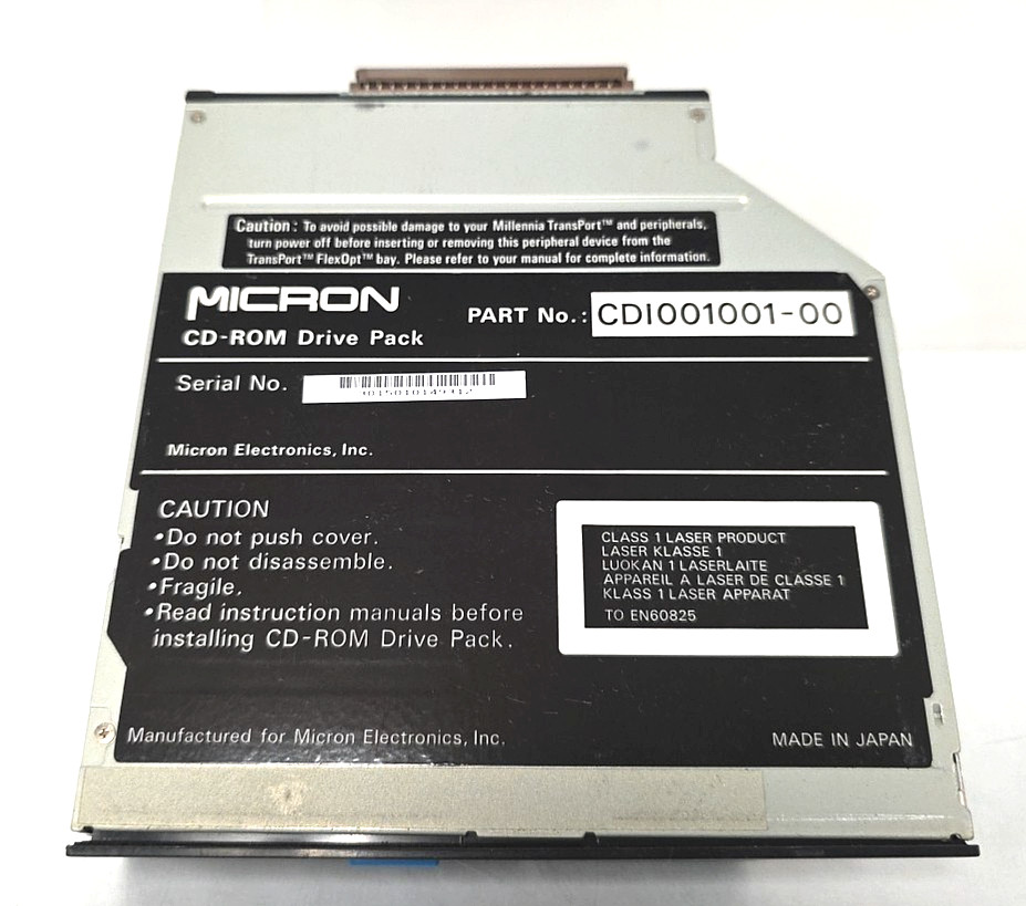 Micron CD-ROM Drive Pack|CDI001001-00| CRD-S58PMC| 5v-1.5A| Millennia Transport