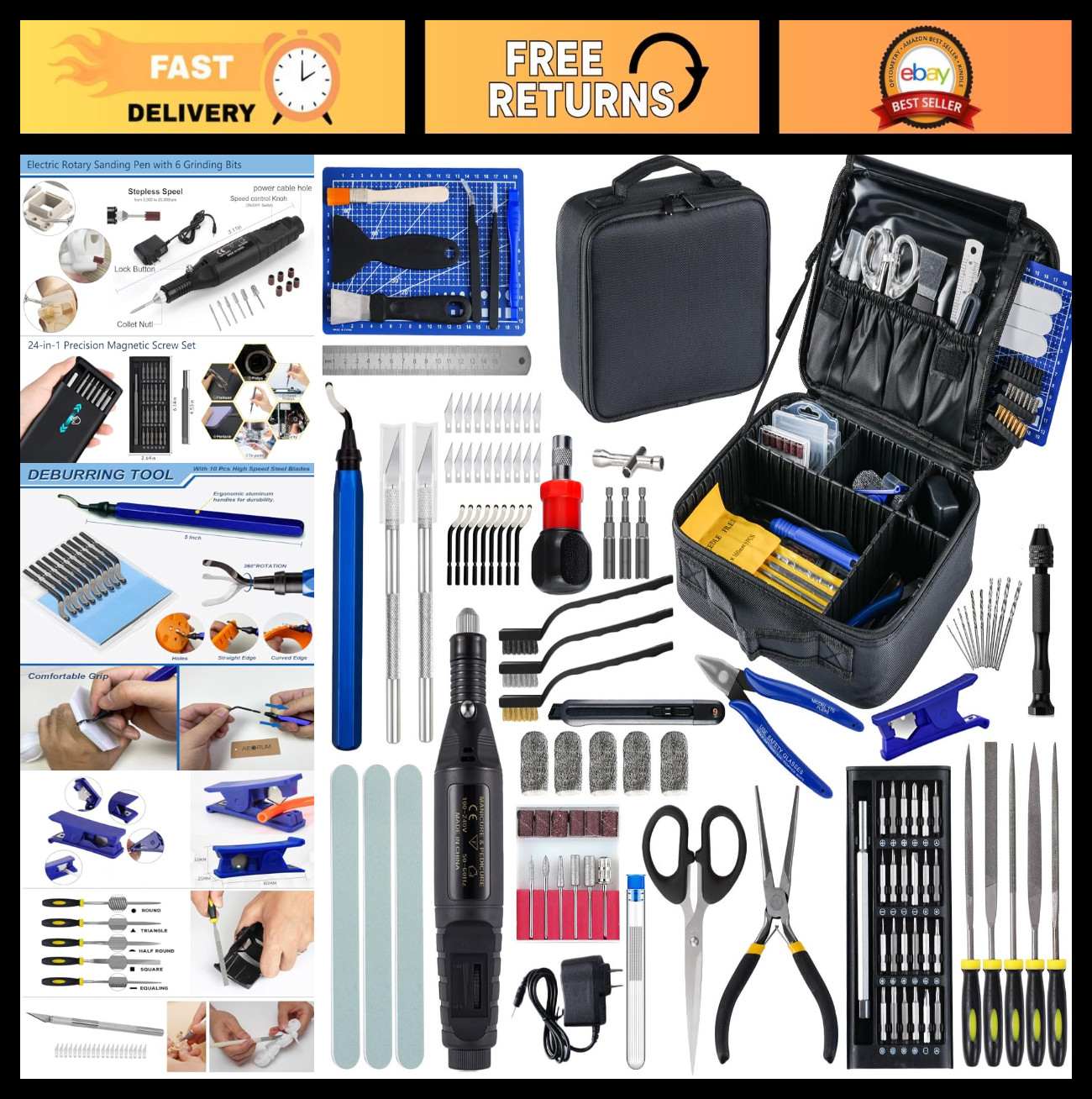 124Pcs 3D Printing Tool Kit with Bag - Nozzle Cleaning, Rotary Tools & Accessori