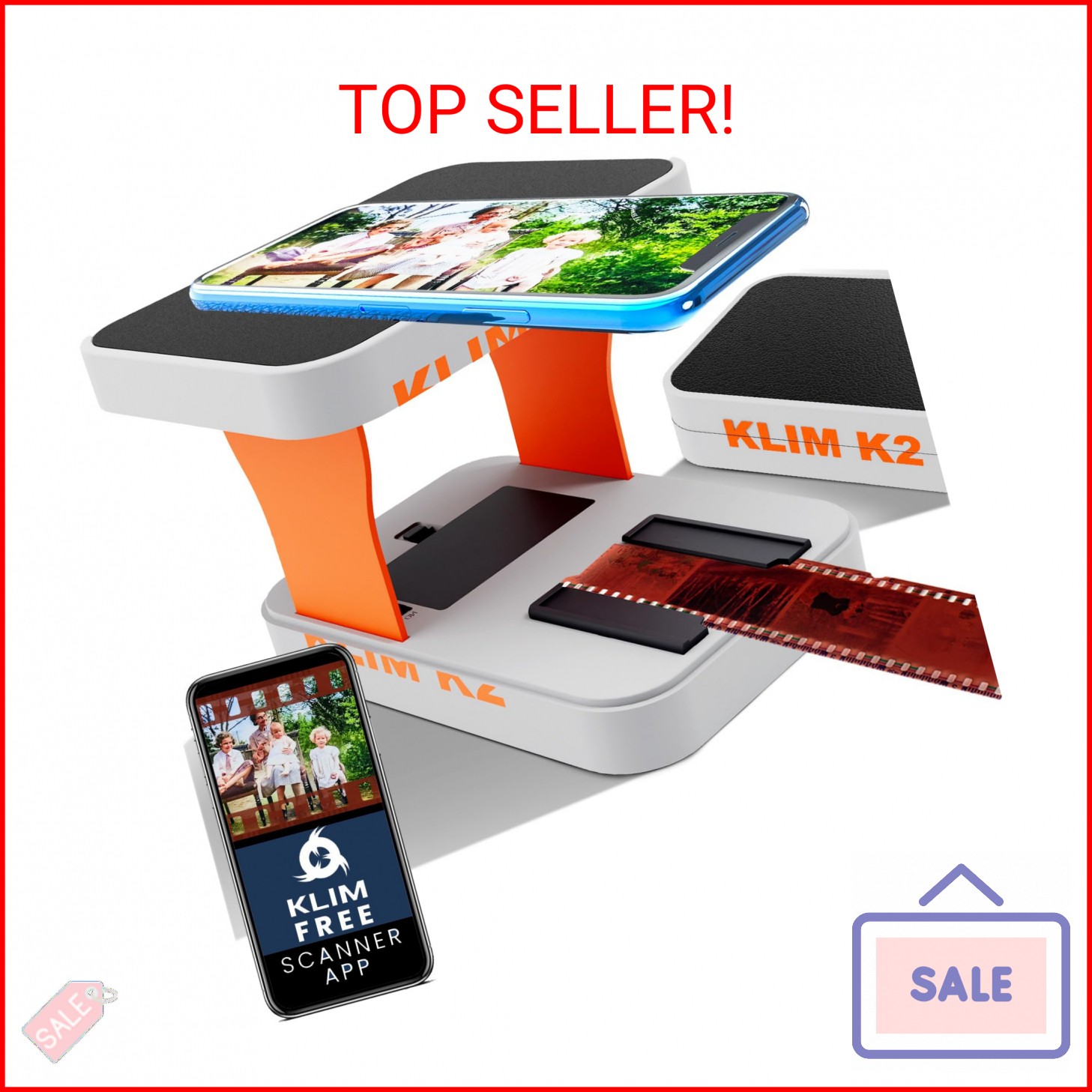 KLIM K2 Mobile Film Scanner 35mm - Free APP - Positive & Negative Converter, Sli
